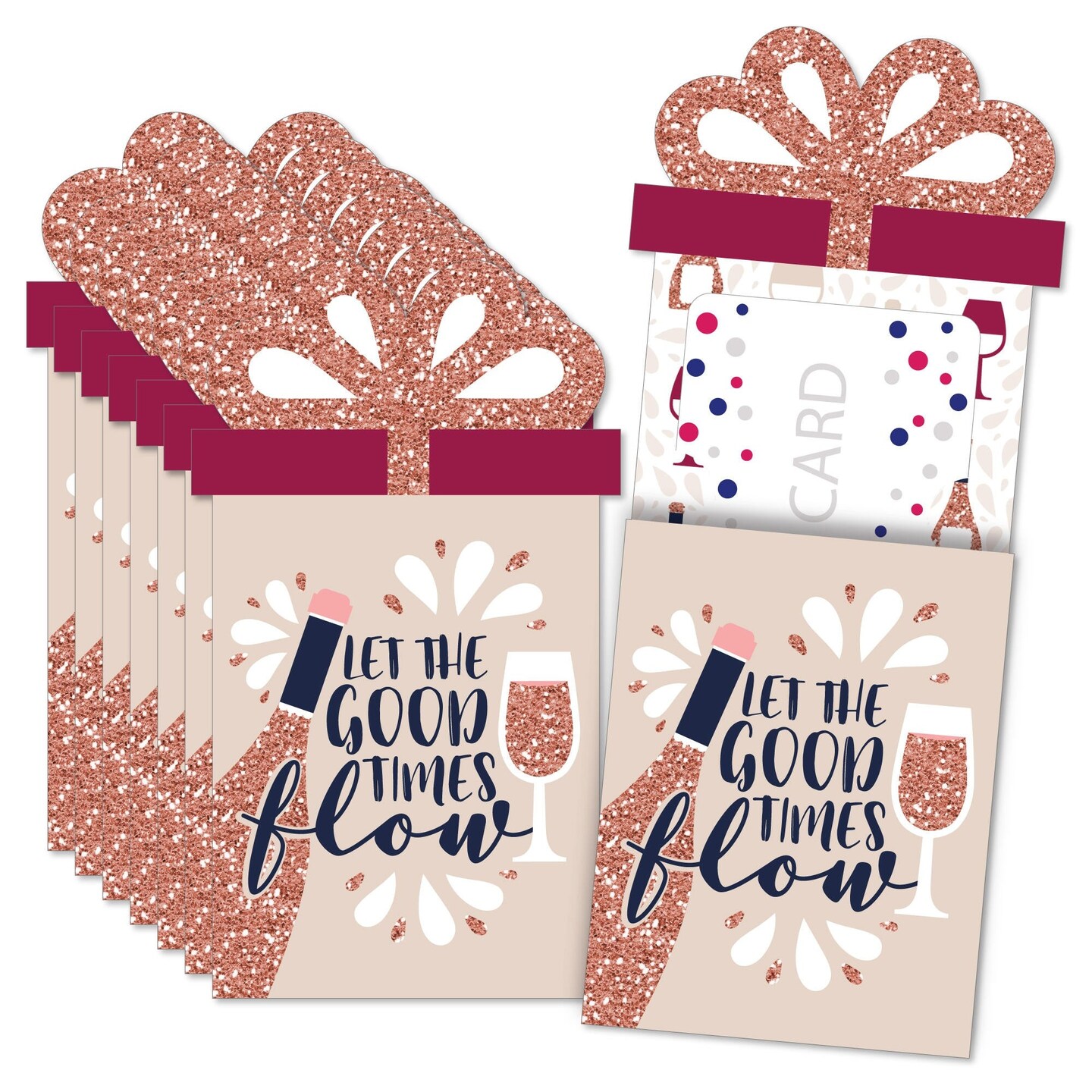 Big Dot of Happiness But First, Wine - Wine Tasting Party Money and Gift Card Sleeves - Nifty Gifty Card Holders - Set of 8