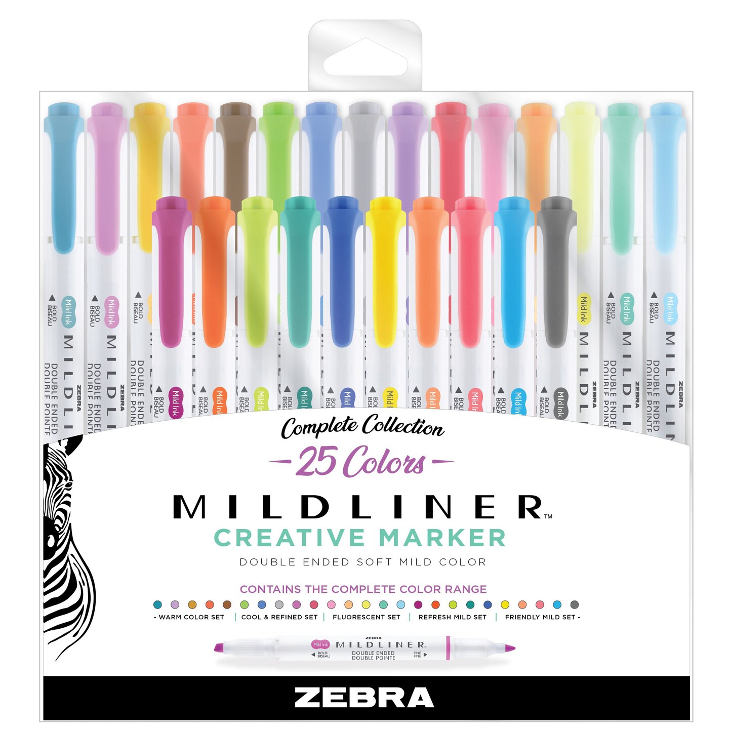 Zebra Mildliner Double-Ended Highlighter Set, 25-Color Assorted Set