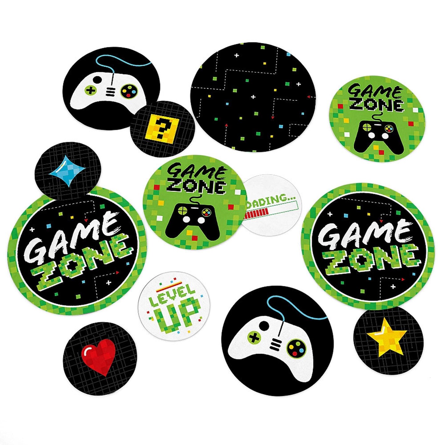 Big Dot of Happiness Video Game - Pixel Game Zone Party or Birthday Party Giant Circle Confetti - Party Decorations - Large Confetti 27 Count