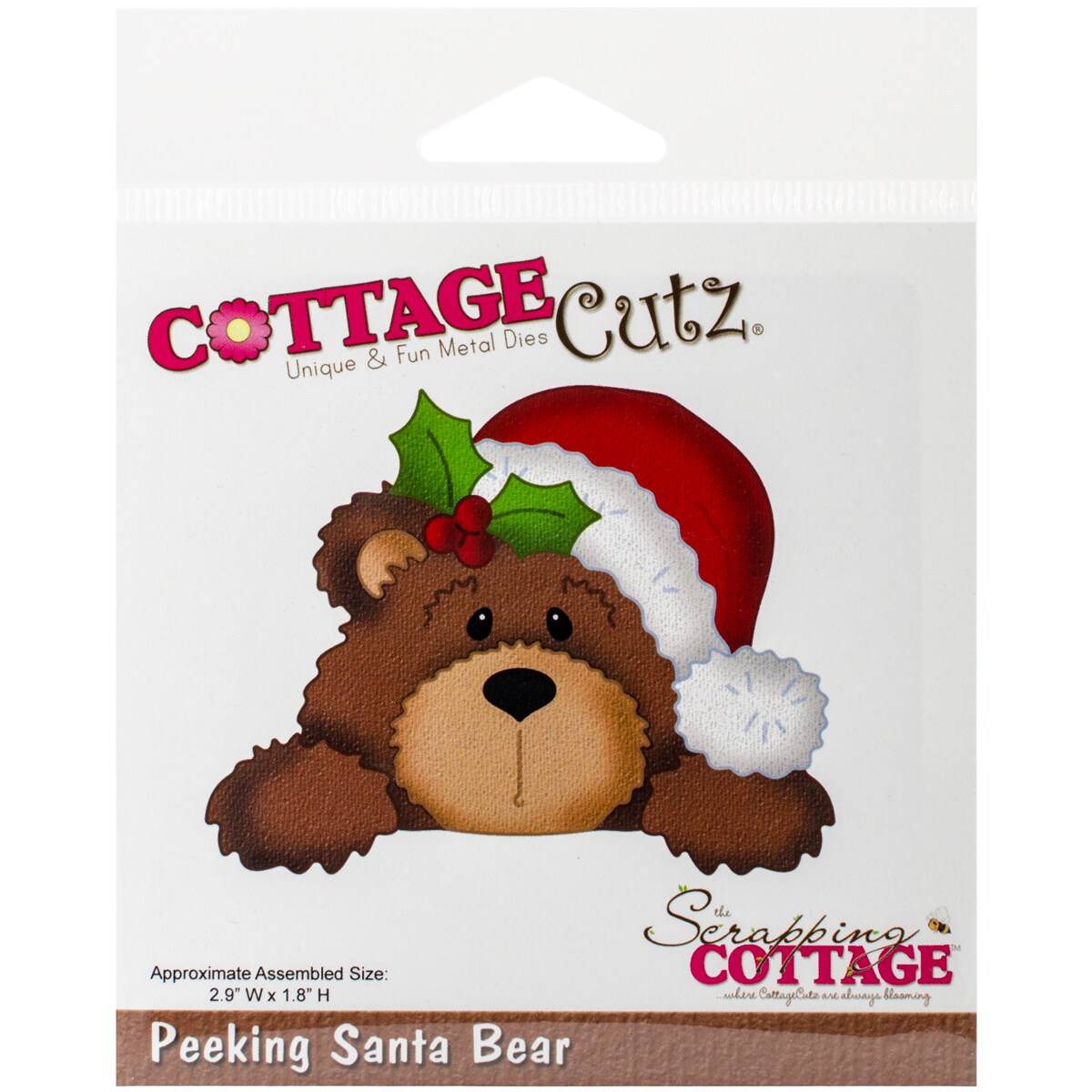 Cottagecutz Dies-Peeking Santa Bear 2.9&#x22;X1.8&#x22;
