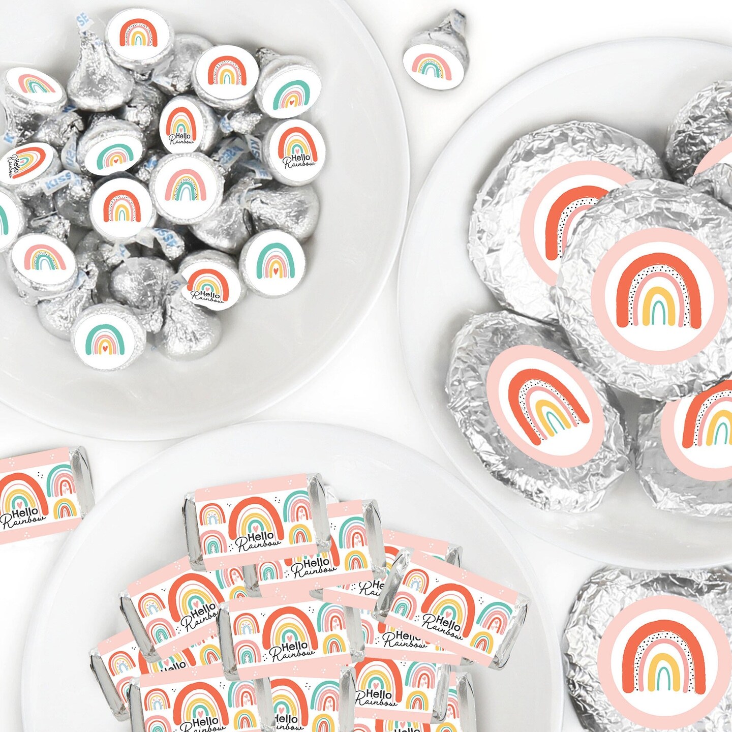 Big Dot of Happiness Hello Rainbow - Boho Baby Shower and Birthday Party Candy Favor Sticker Kit - 304 Pieces