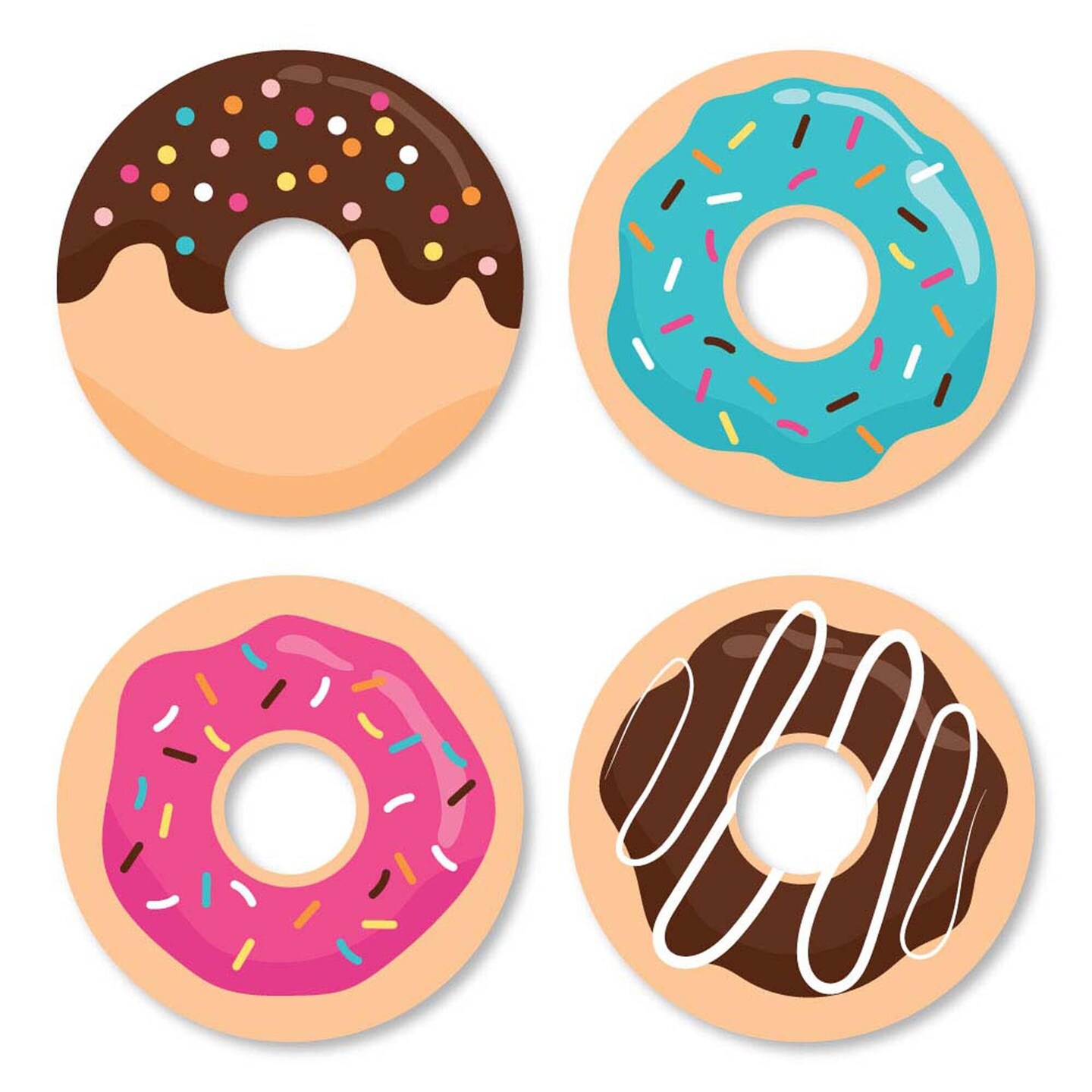 Big Dot of Happiness Donut Worry, Let&#x27;s Party - DIY Shaped Doughnut Party Cut-Outs - 24 Count