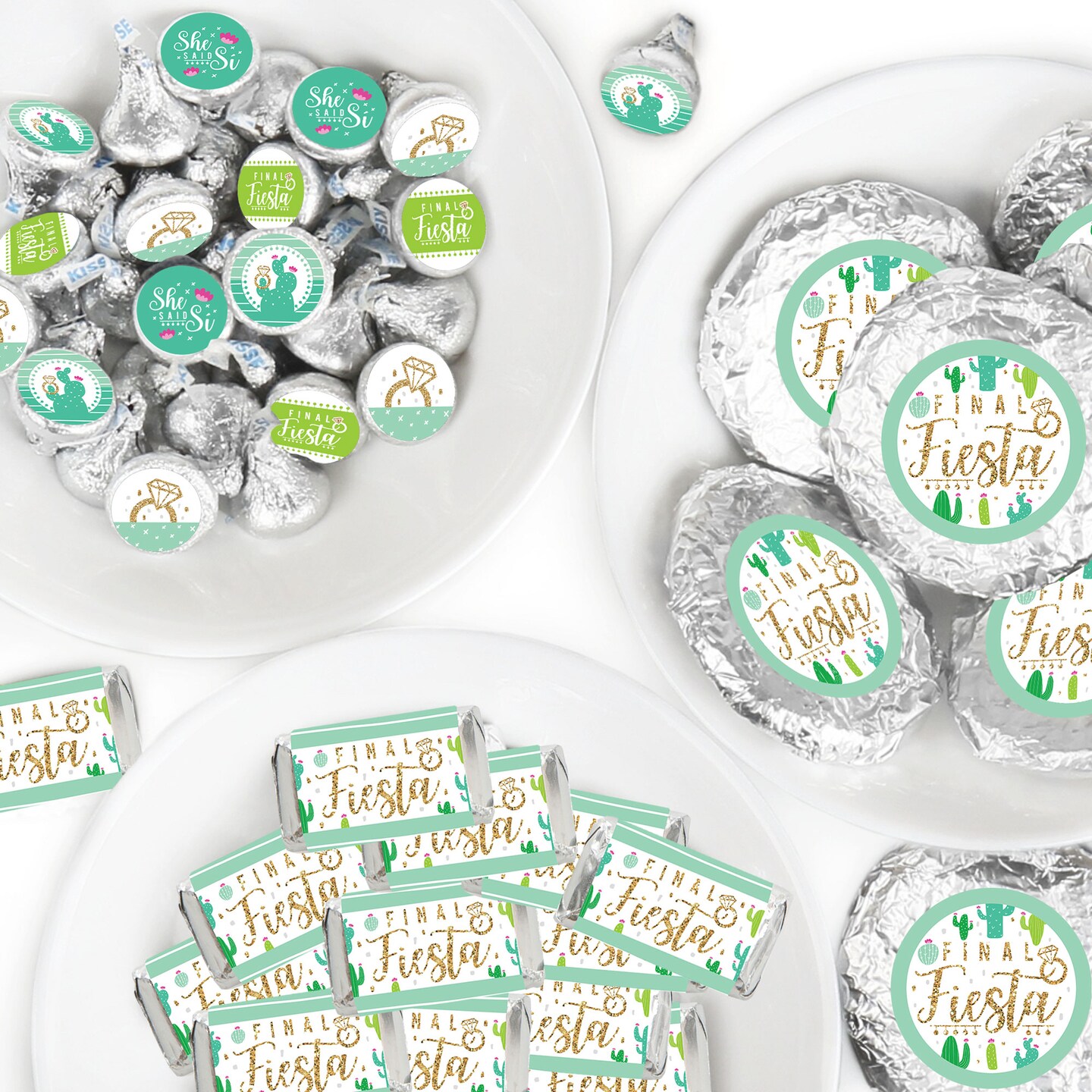 Big Dot of Happiness Final Fiesta - Last Fiesta Bachelorette Party Candy Favor Sticker Kit - 304 Pieces