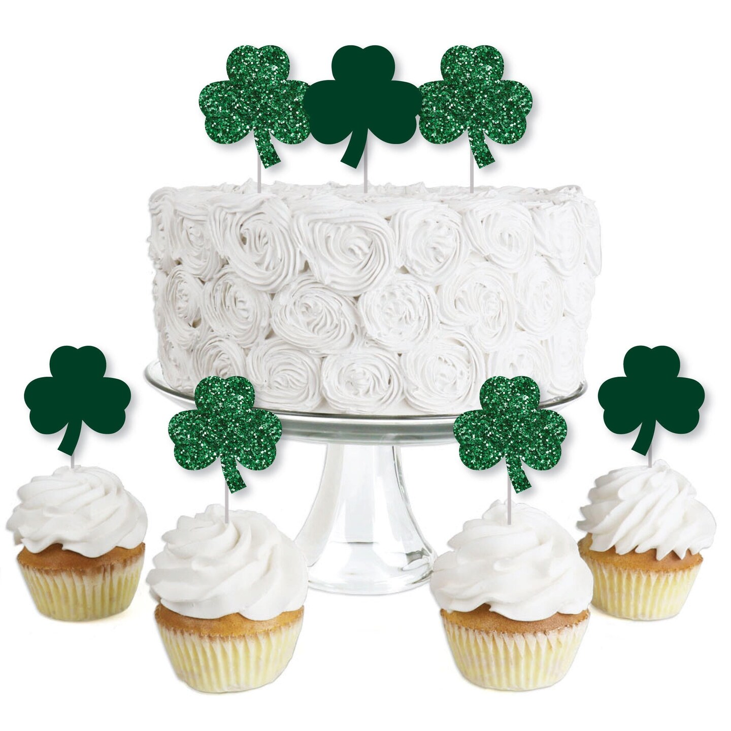 Big Dot of Happiness St. Patrick&#x27;s Day - Dessert Cupcake Toppers - Saint Paddy&#x27;s Day Party Clear Treat Picks - Set of 24