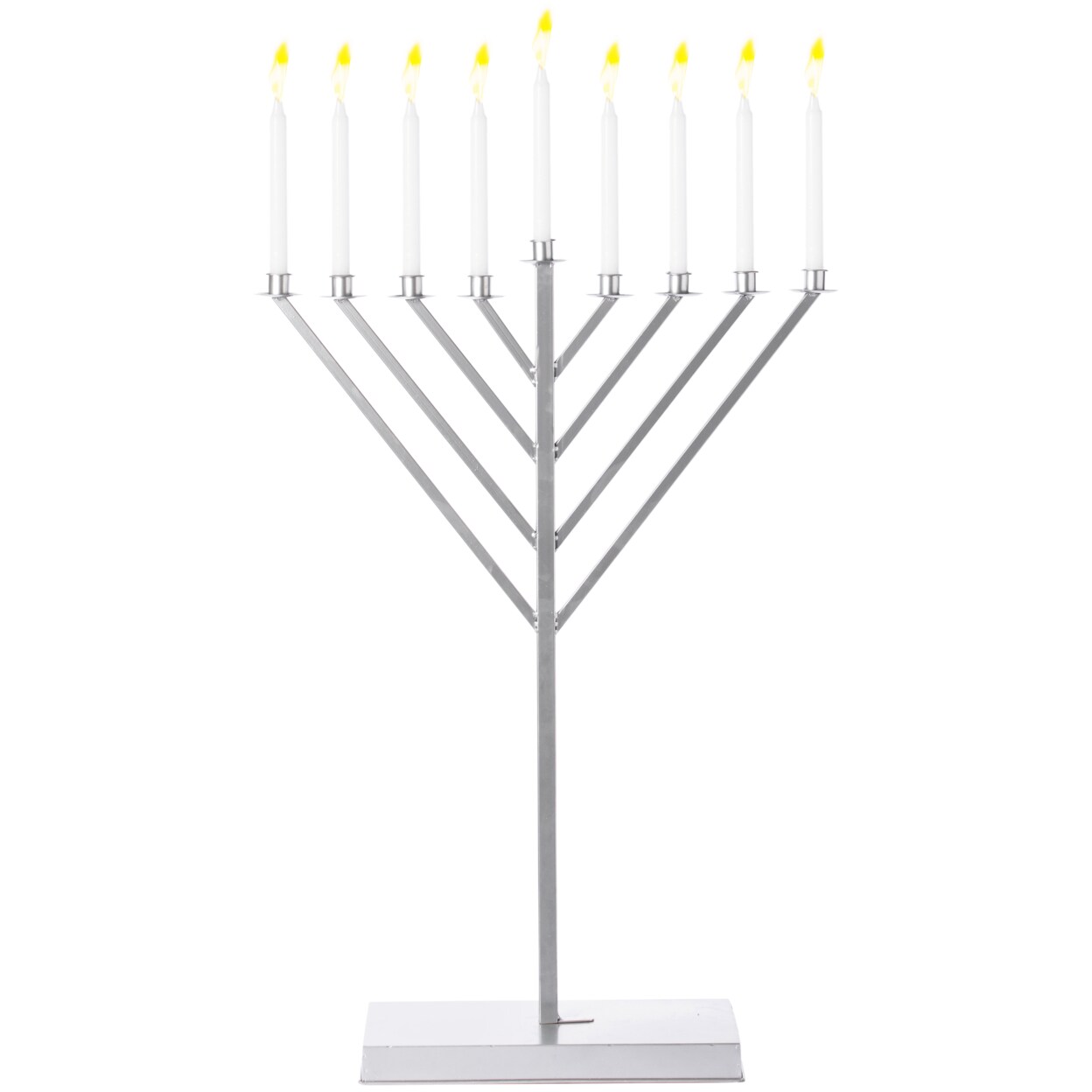 Vintiquewise Large Metal Silver Coated Hanukkah Menorah For Synagogue