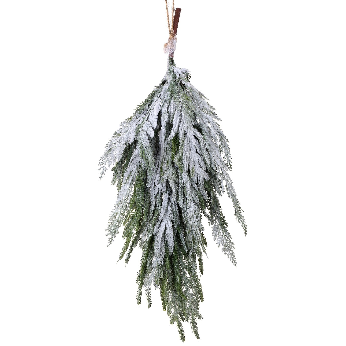 Contemporary Home Living 24&#x22; Flocked Norfolk Pine Artificial Christmas Teardrop Swag, Unlit