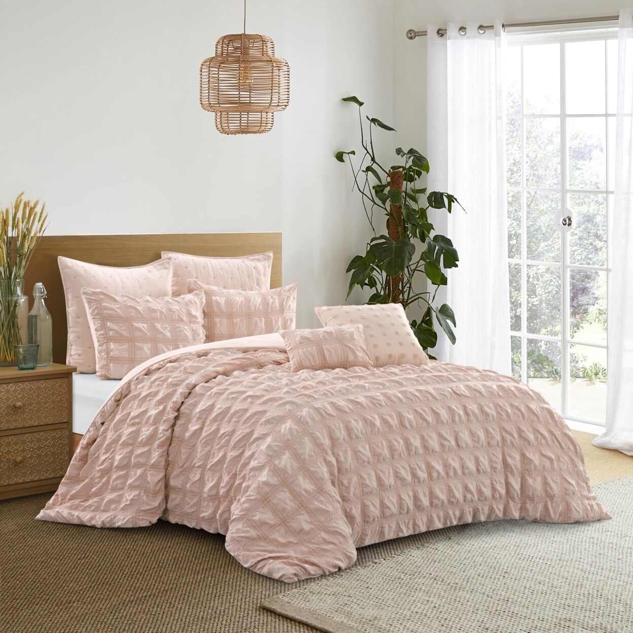 Grace Living Janaya Duvet Set -Square Ruched Design Elegantly-styled and Luxurious
