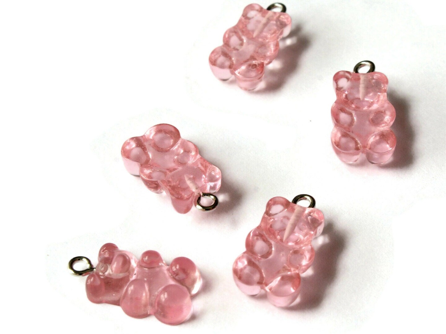 5 20mm Light Pink Resin Gummy Bear Charms