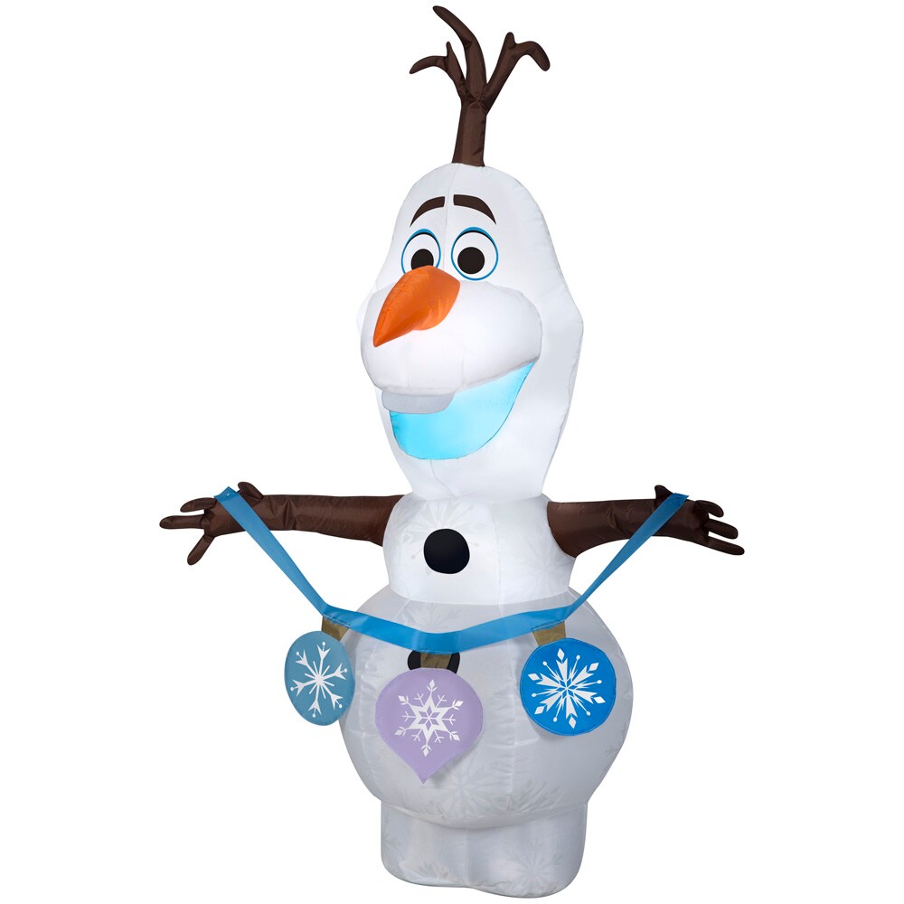 4' Gemmy Airblown Inflatable Disney's Frozen II Olaf holding String of Ornaments Yard Decoration 119003
