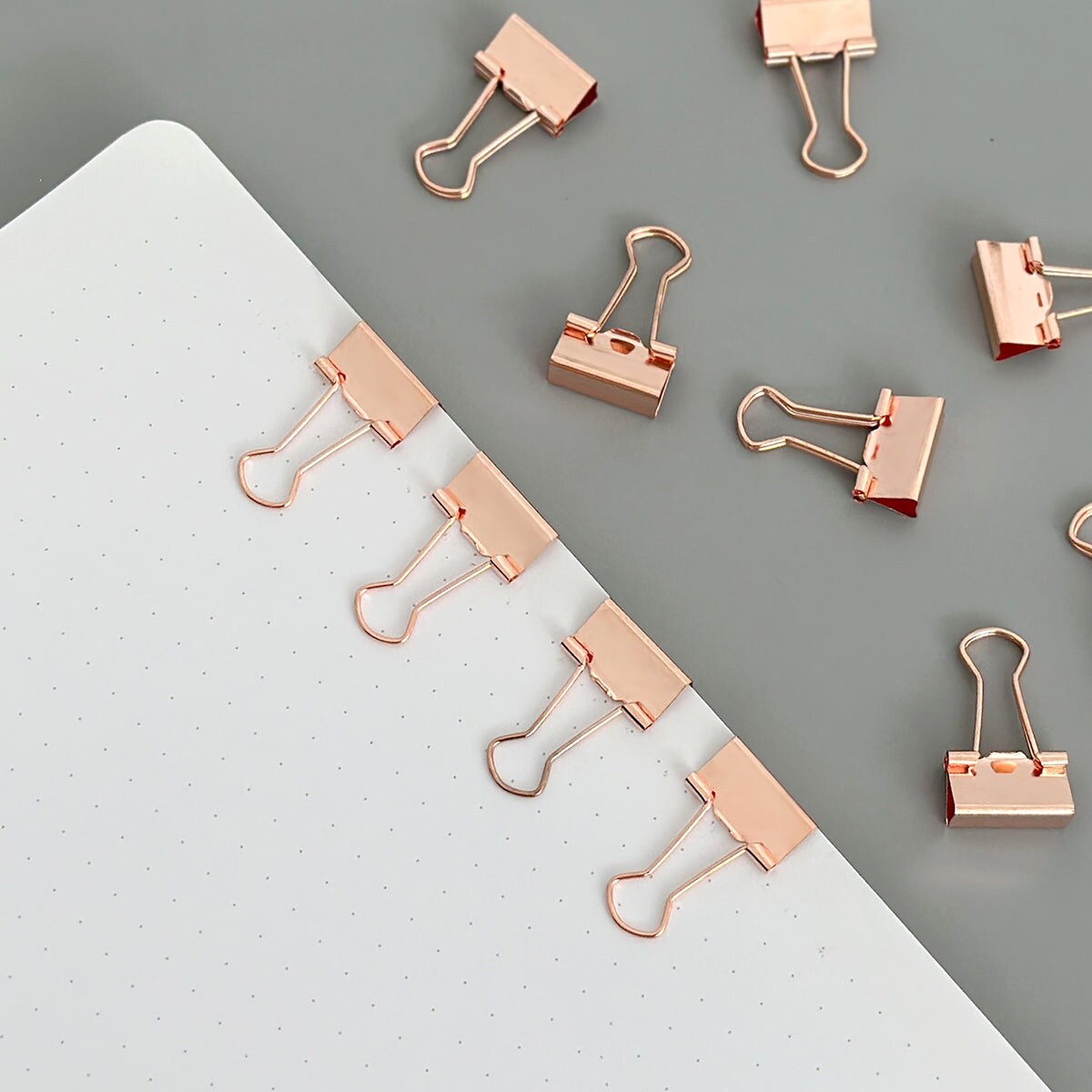Wrapables Rose Gold Binder Clips for Office, Paper Clamps, Paper Clips