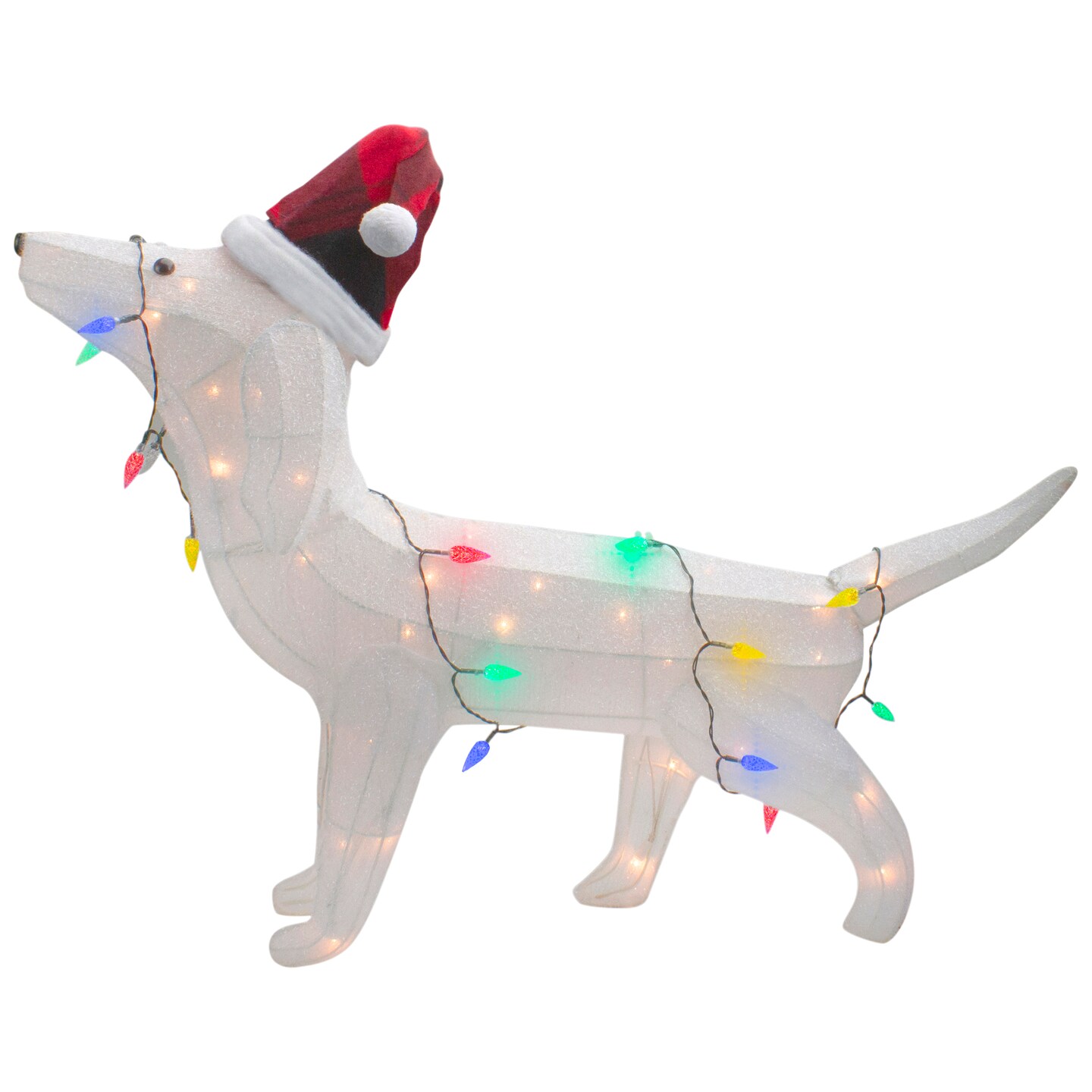 Northlight LED Lighted Dachshund Dog in Santa Hat Outdoor Christmas Decoration - 32" - Multicolor