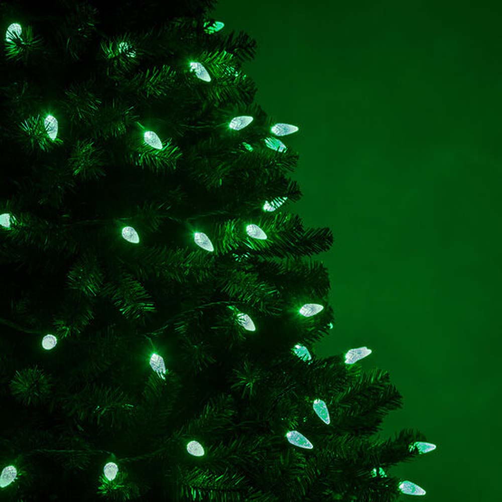 70 Green C6 LED Christmas Lights, Green Wire, 4&#x22; Spacing