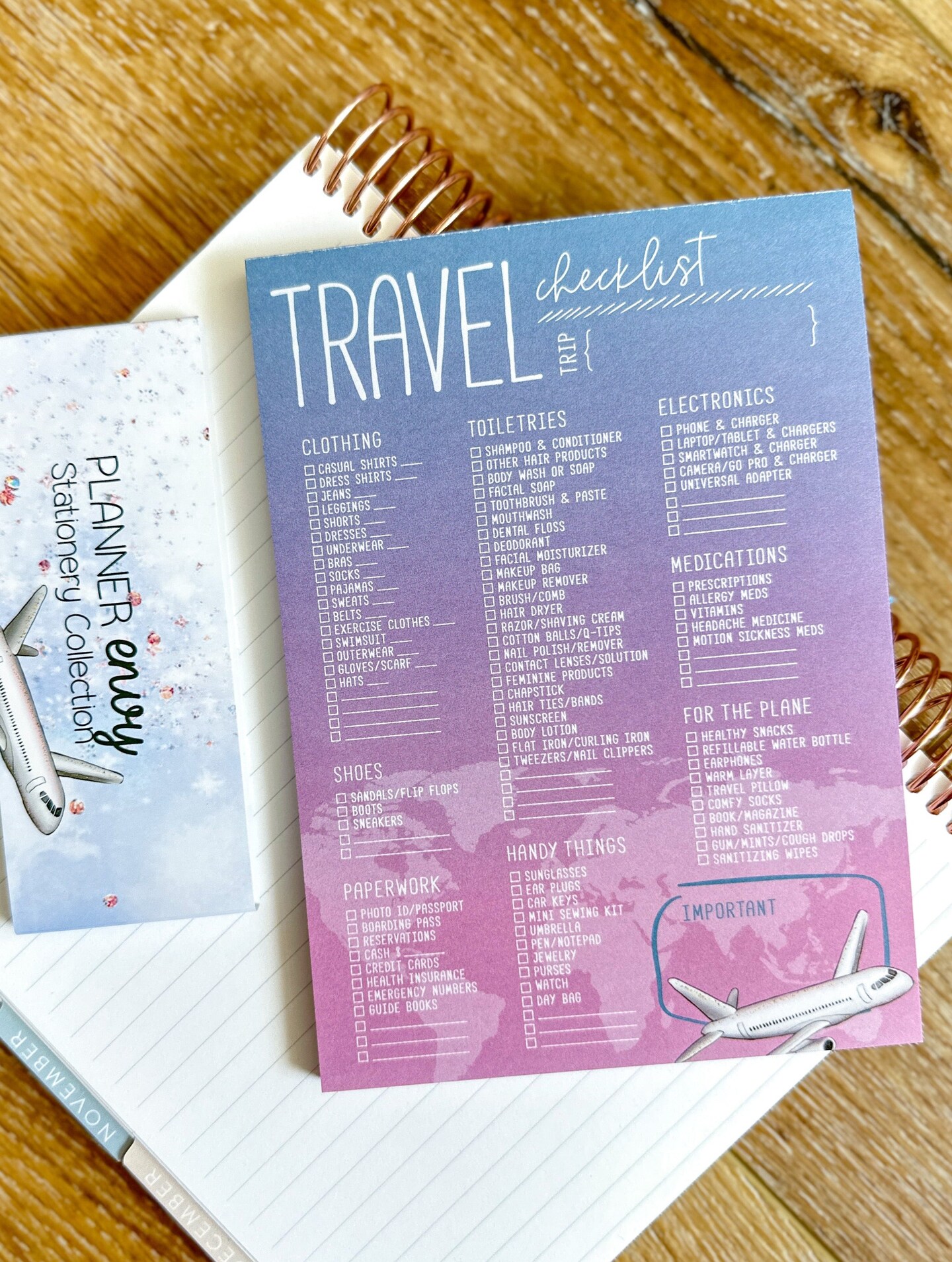 Travel Essentials Checklist Things to Pack Notepad - 5x7 Inches (*Notepad Only*) (NPE002)