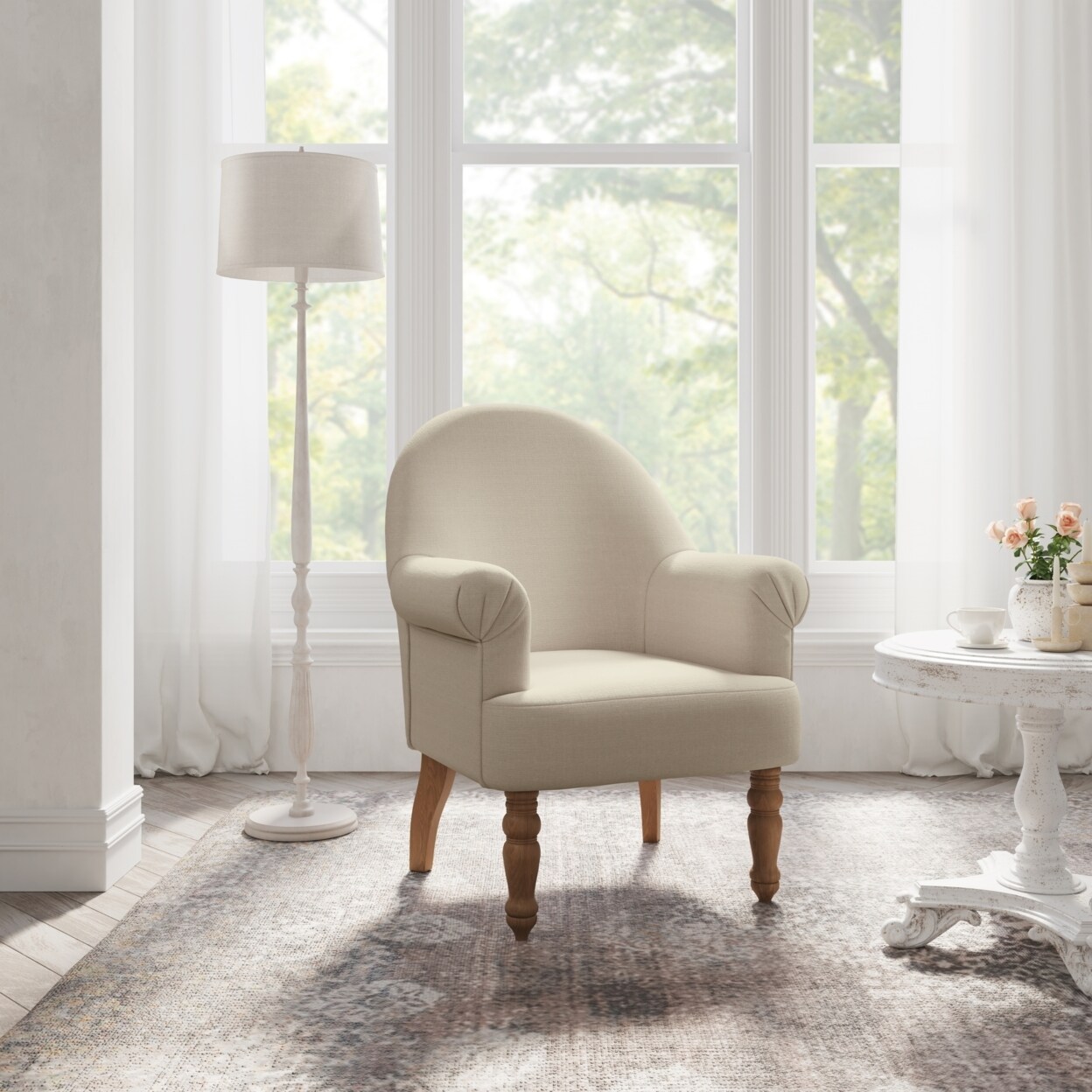 Rustic Manor Syed Accent Chair-Upholstered-Flared arms-Curved Back