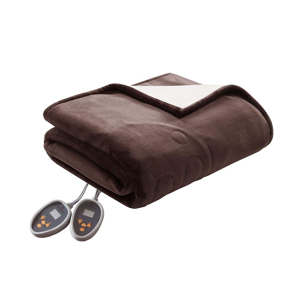 Woolrich Elect Electric Blanket with 20 Heat Level Setting Controller Full 80x84" Chocolate