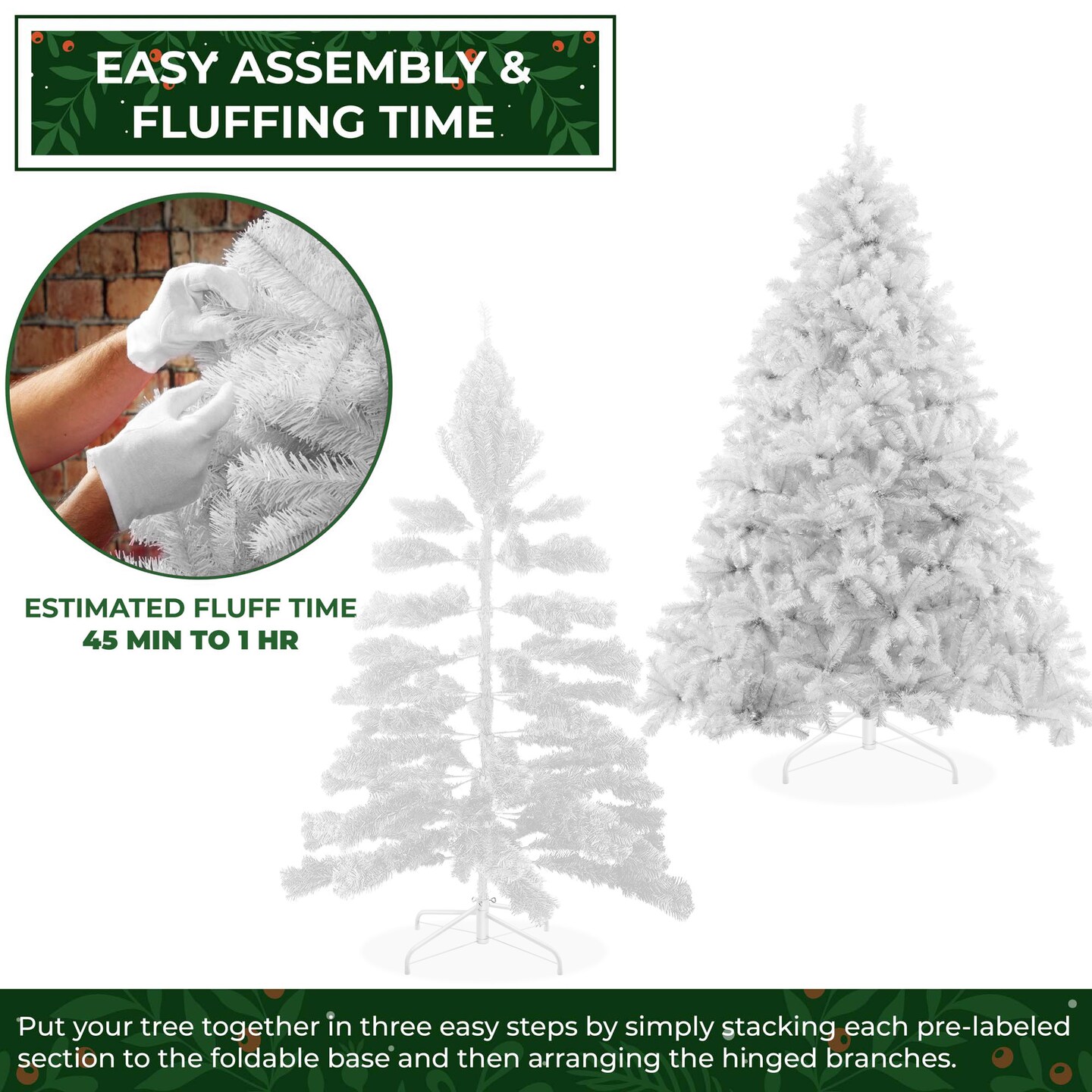 Casafield Spruce Artificial Holiday Christmas Tree&#xA0;with Sturdy Metal Stand