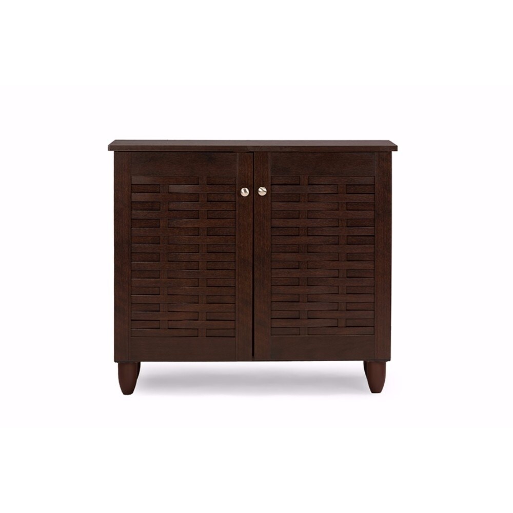 Baxton Studio Winda Modern and  2-Door Dark Brown Wooden Entryway Shoes Storage Cabinet
