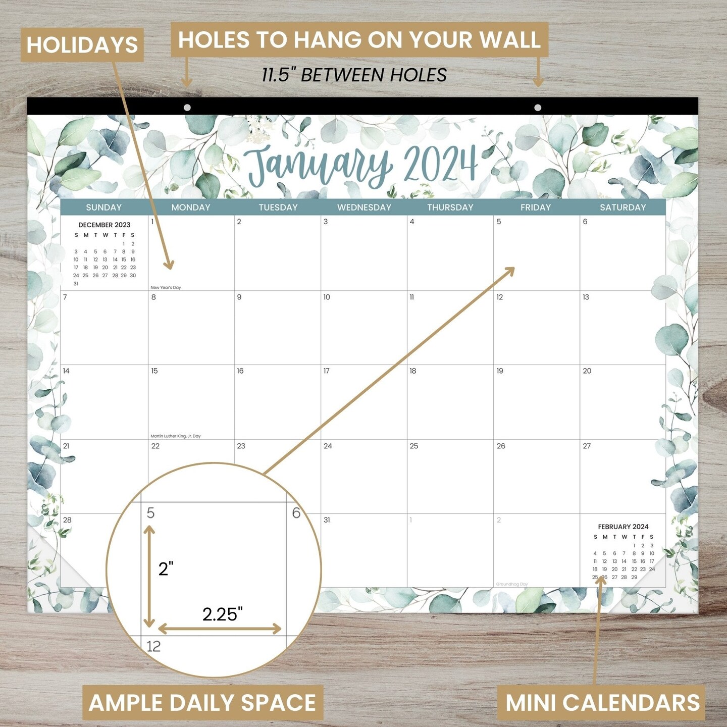 bloom 2024 Calendar Year Desk & Wall Calendar, 16 x 21, Holiday Icons –  bloom daily planners
