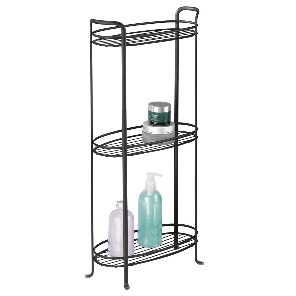 mDesign Vertical Standing Bathroom Shelving Unit Tower with 3 Baskets
