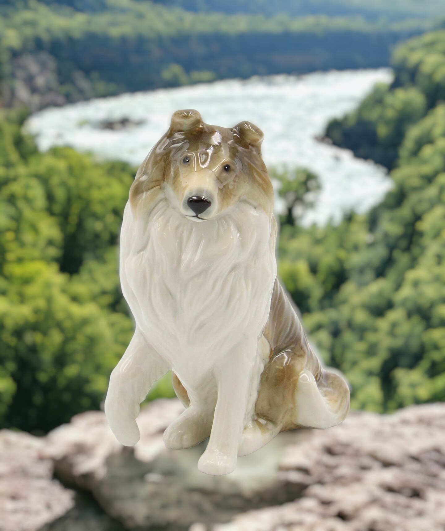Ceramic Border Collie Dog Figurine, Lassie Come Home, Home D&#xE9;cor, Gift for Her, Gift for Mom, Kitchen D&#xE9;cor, Dog Lover Gift, Pet Loss Gift