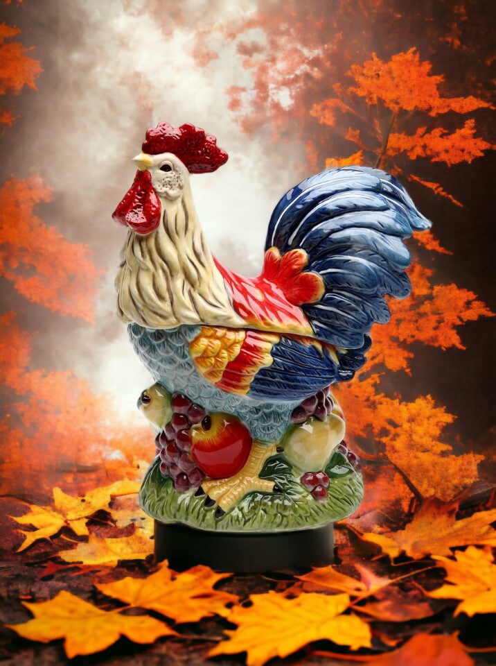 Ceramic Colorful Rooster Cookie Jar, Home D&#xE9;cor, Gift for Her, Gift for Mom, Kitchen D&#xE9;cor, Farmhouse Decor, Fall Decor
