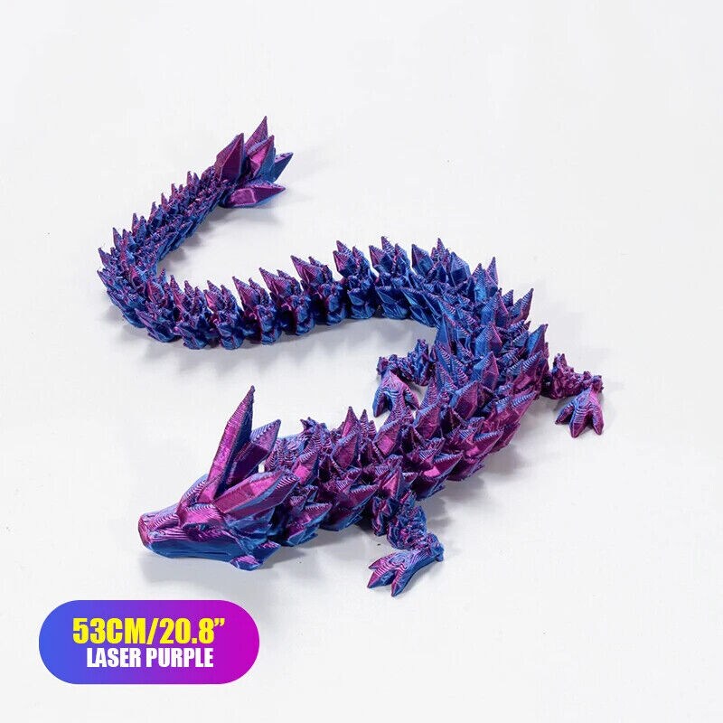 Kitcheniva 3D Printed Crystal Dragon Flexible Articulated Dragon Fidget Toys