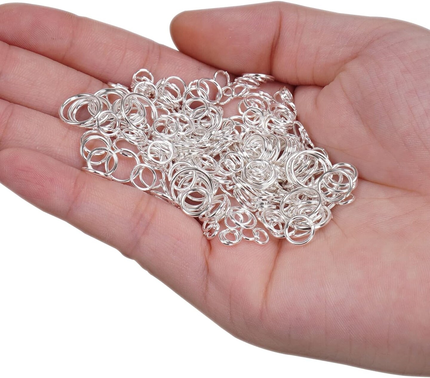 2300pc Assorted Silver Jump Rings for Crafts Jewelry Making Supplies - 7 Sizes (3mm to 10mm) DIY Open Jump Ring Hoops for Chain, Necklaces Links, Bracelets, Earrings, Keychain, Split ring for Crafting