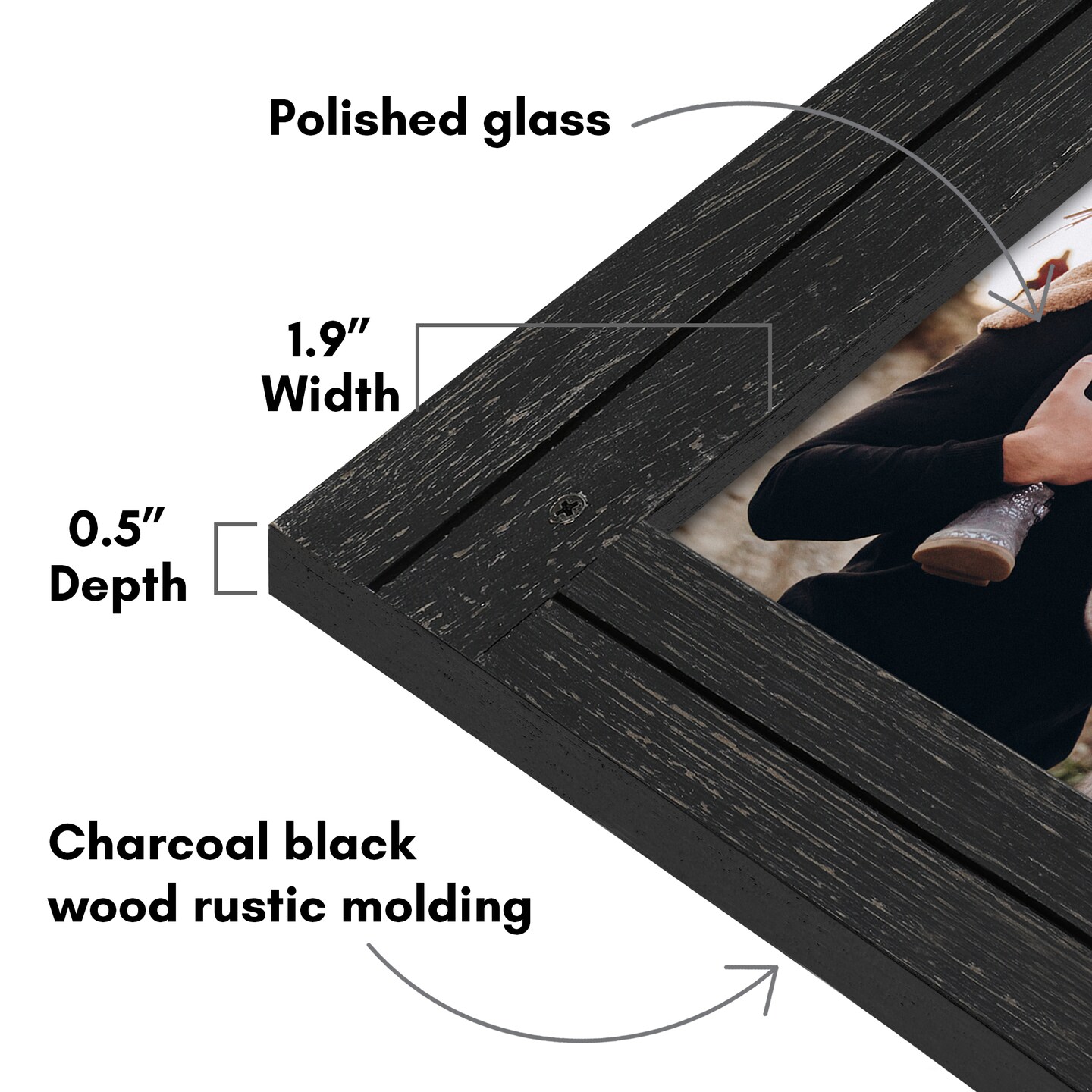Americanflat 5x7 Dual Rustic Photo Frame - Showcases Two 5x7 Photos at Once - Modern Picture Frame for Home Decor - Glass Cover - Hanging Hardware - Includes Easel