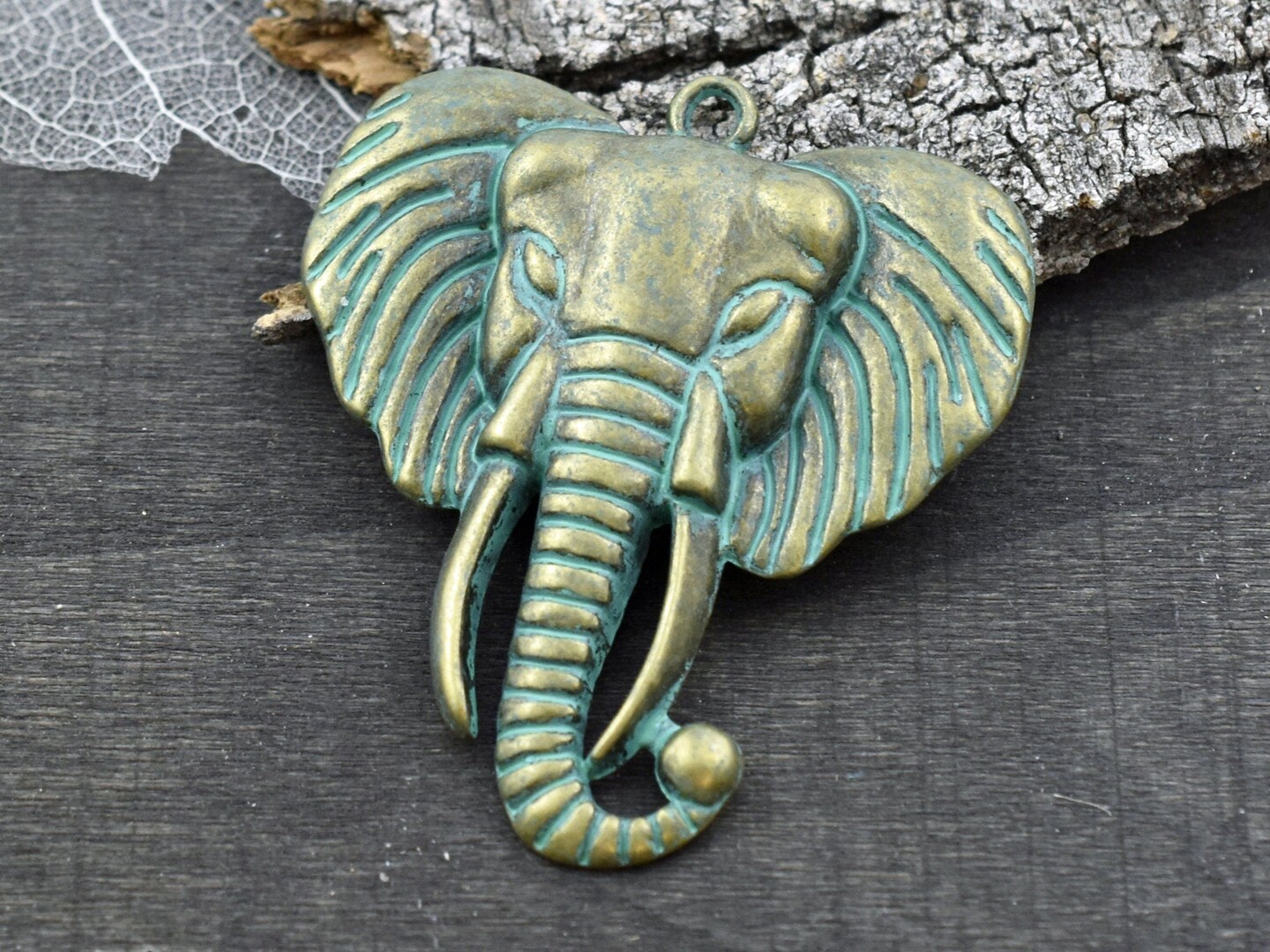 54x48mm Green Patina Bronze Elephant Pendant Michaels