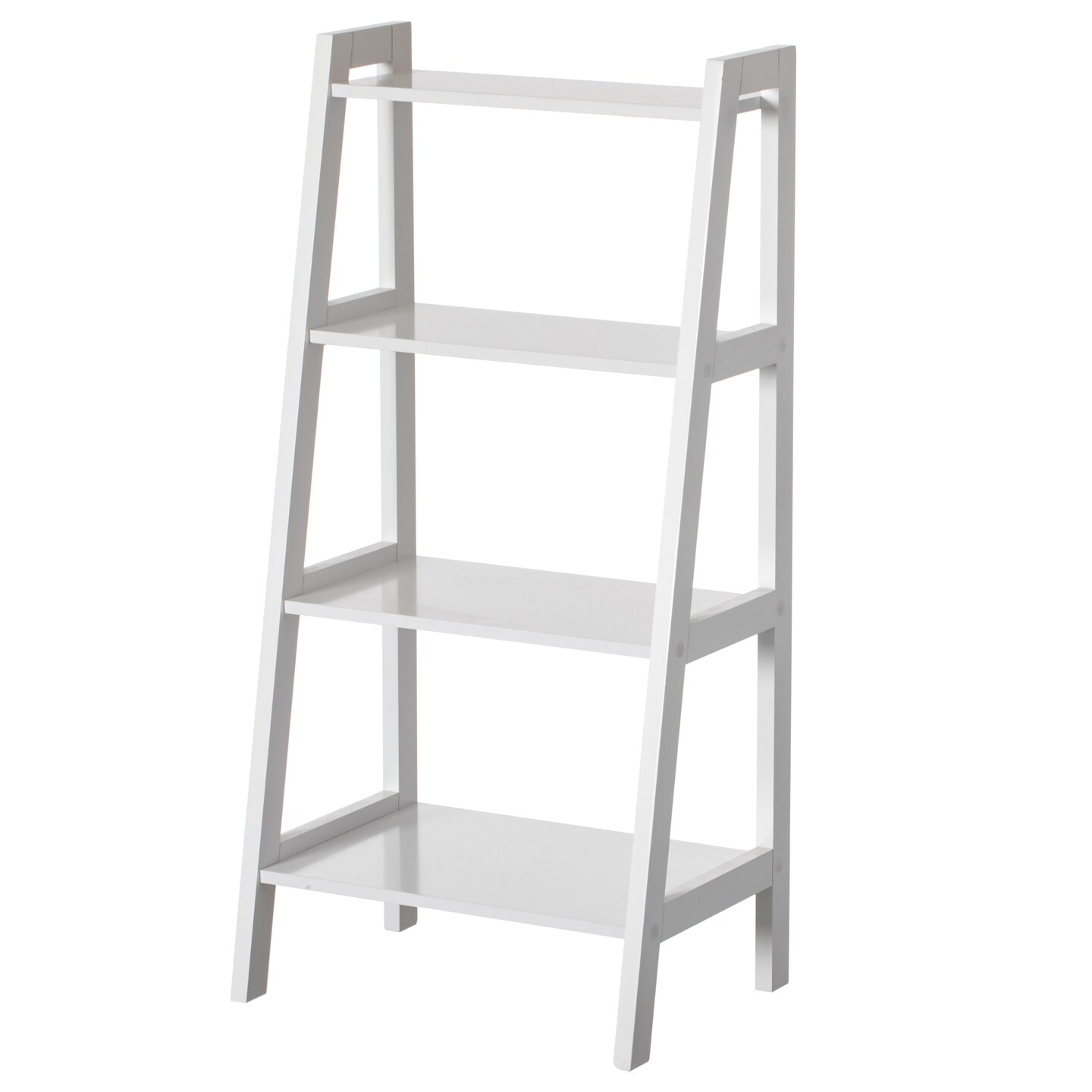 Basicwise 4 Tier Freestanding Ladder Shelf Open Bookcase and Display Rack for Books Plants & Decorative Accessories Stylish Storage & Organization Solution for Living Room Bedroom or Office Décor