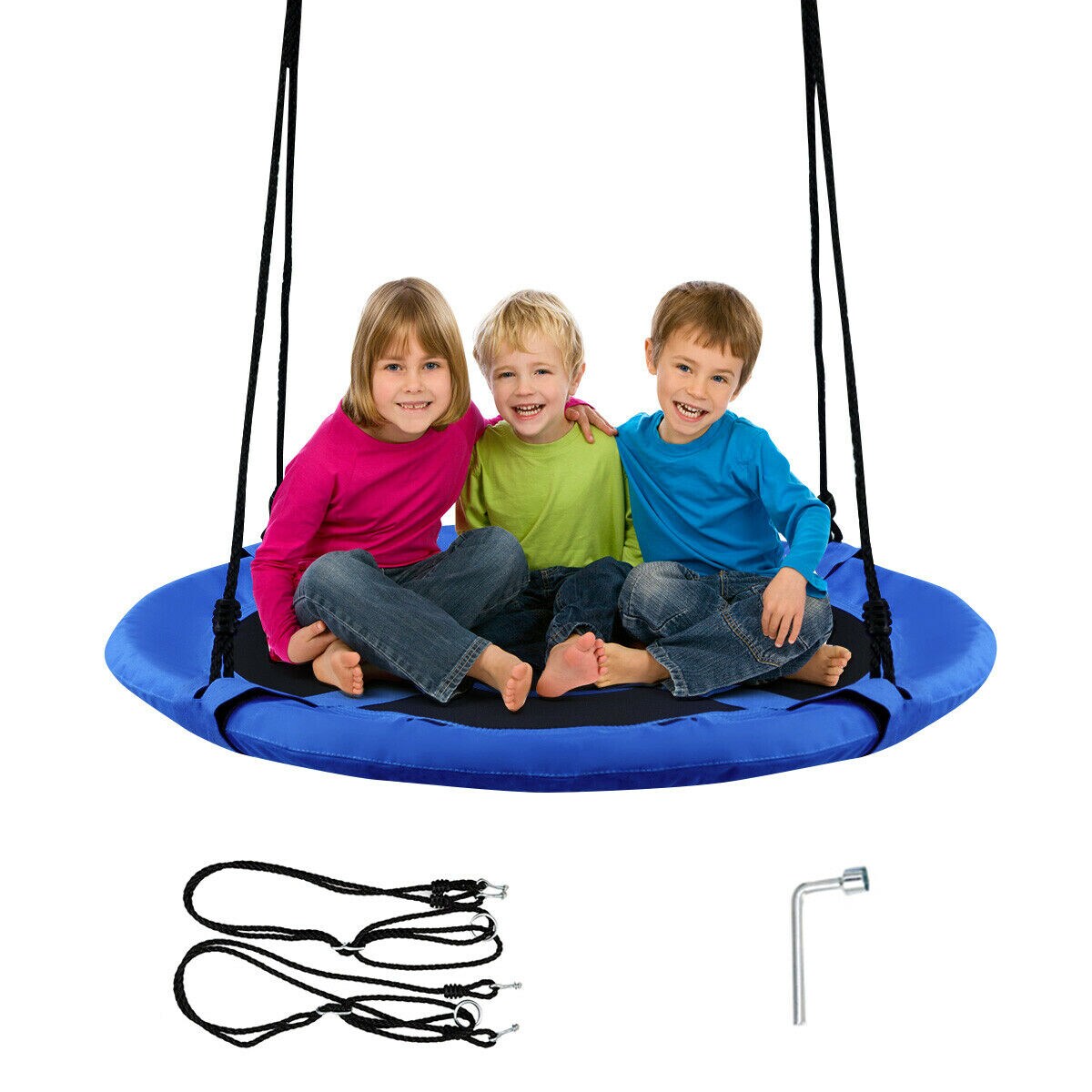 Goplus 40" Flying Saucer Tree Swing Indoor Outdoor Play Set Kids Christmas Gift Purple/Blue/Green/Colorful/Blue Rocket/Blue Whale/Woods/Dark Green/Dark Pink/Yellow/Pink