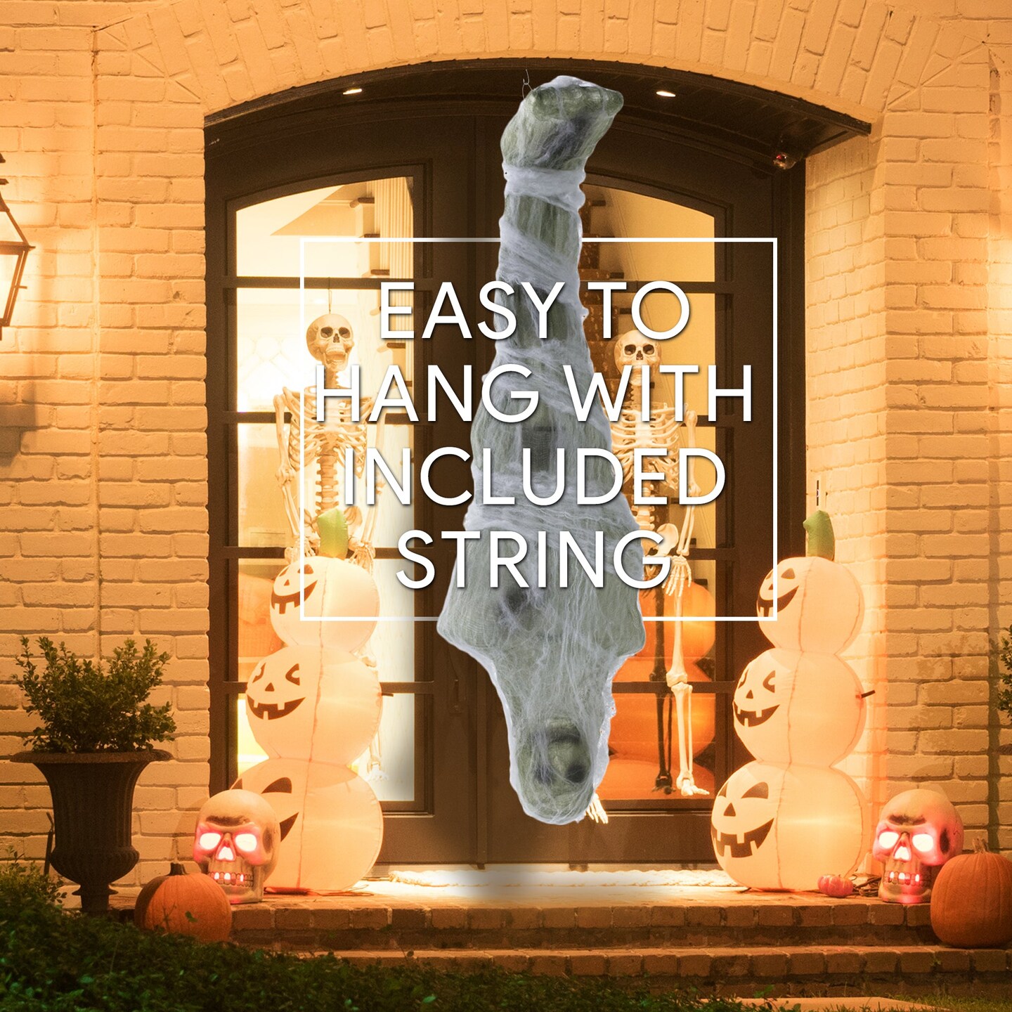 Hanging Cocoon Corpse Decoration - Fake Human Skeleton Body Cocooned Prop for Outdoor and Indoor Haunted House Decorations