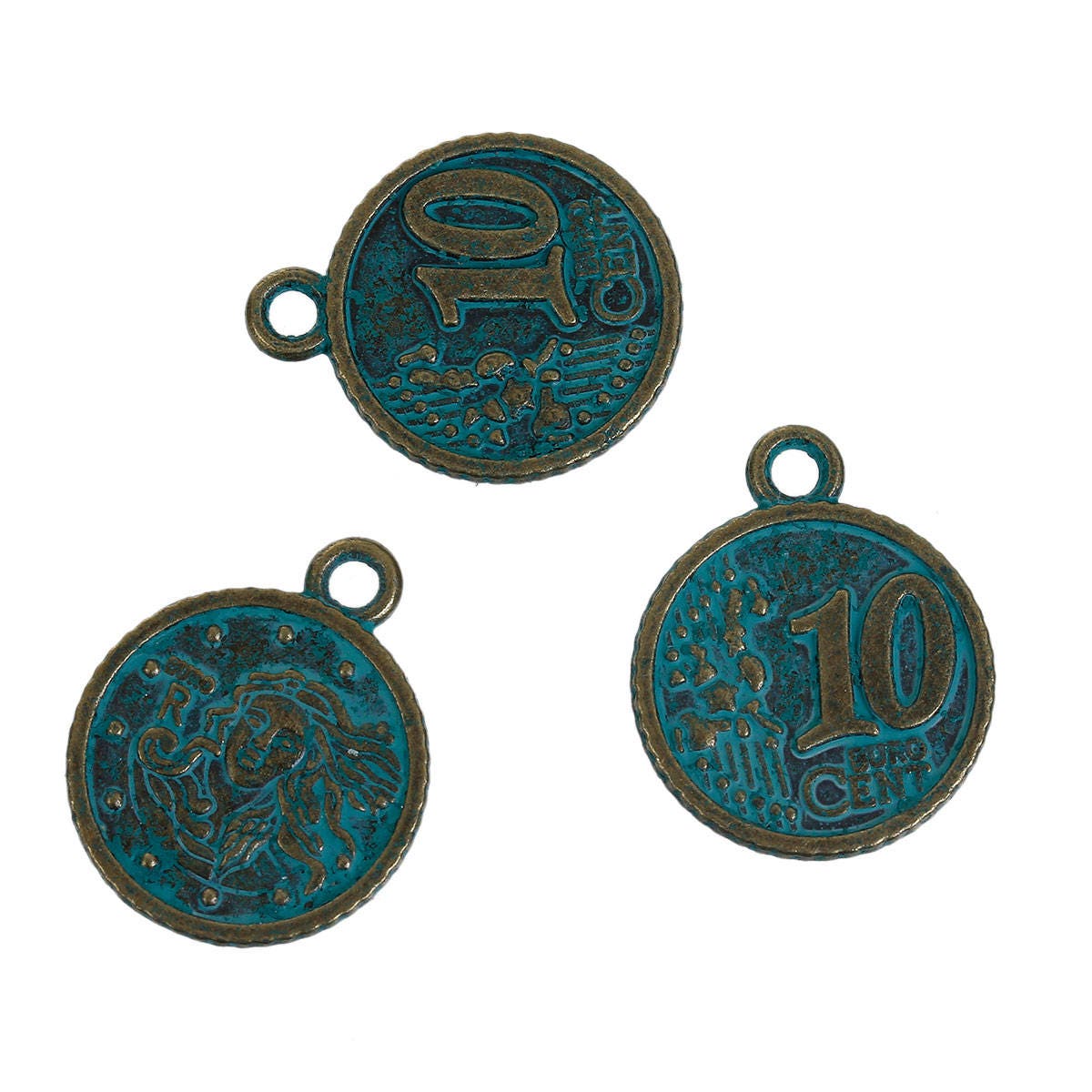*10* 23x19mm Antique Bronze Patina Coin Charms