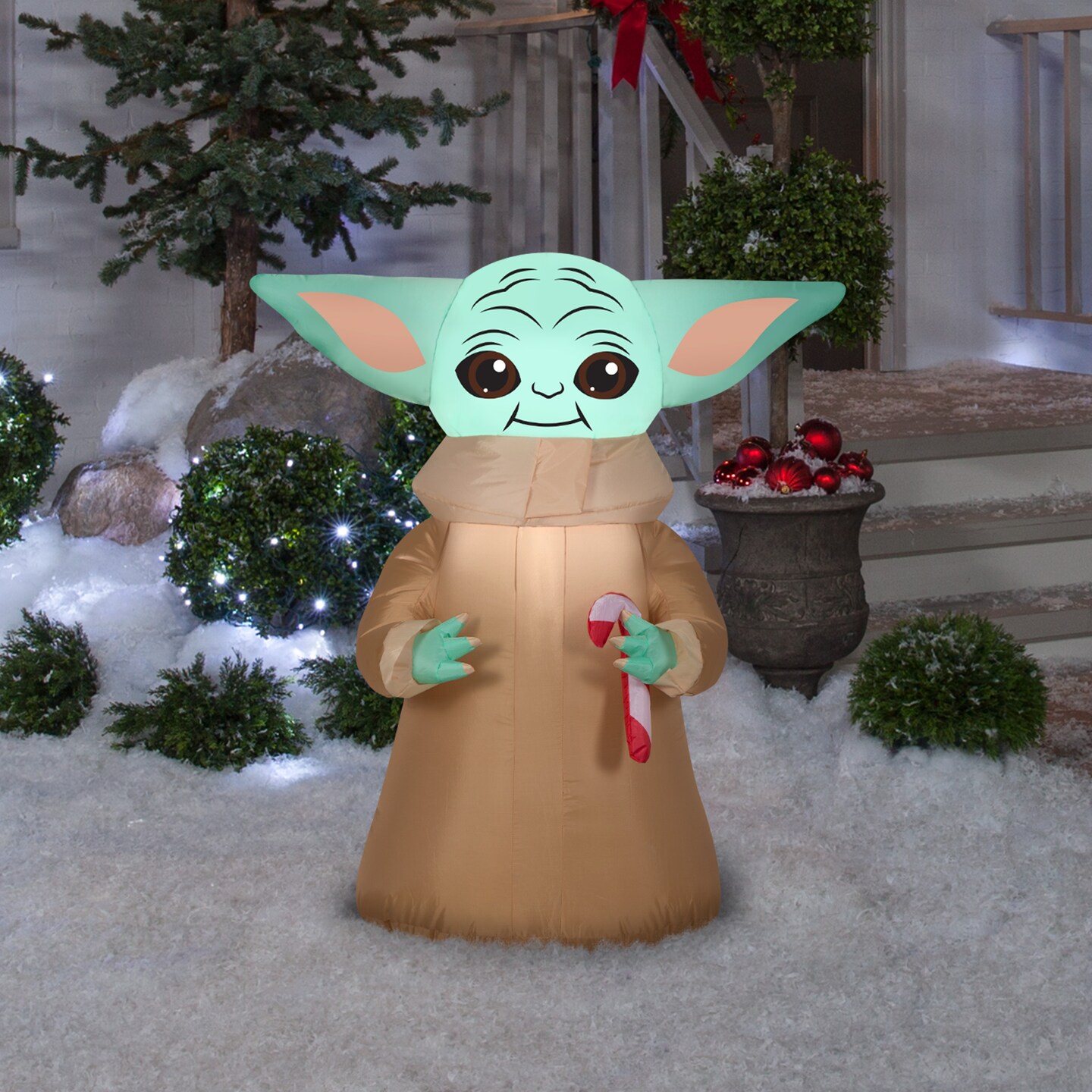 3.5' Gemmy Airblown Inflatable Christmas Mandalorian "The Child" Grogu w/ Candy Cane 119257