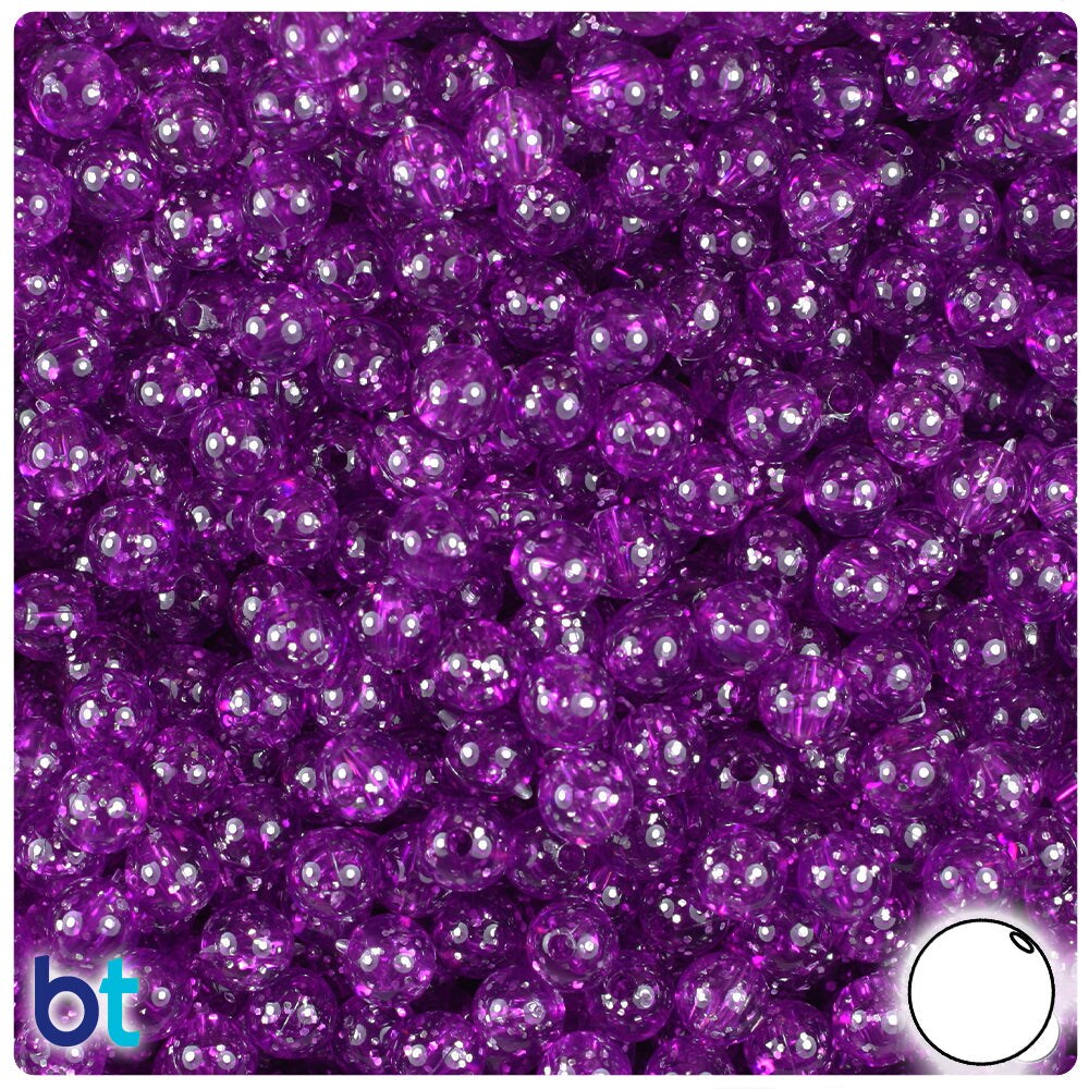 BeadTin Lilac Sparkle 6mm Round Plastic Craft Beads (500pcs)