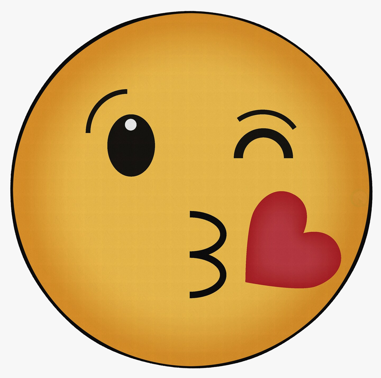 Deerlux Emoji Style Round Funny Smiley Face Kids Area Rug, Kissing Emoji Rug