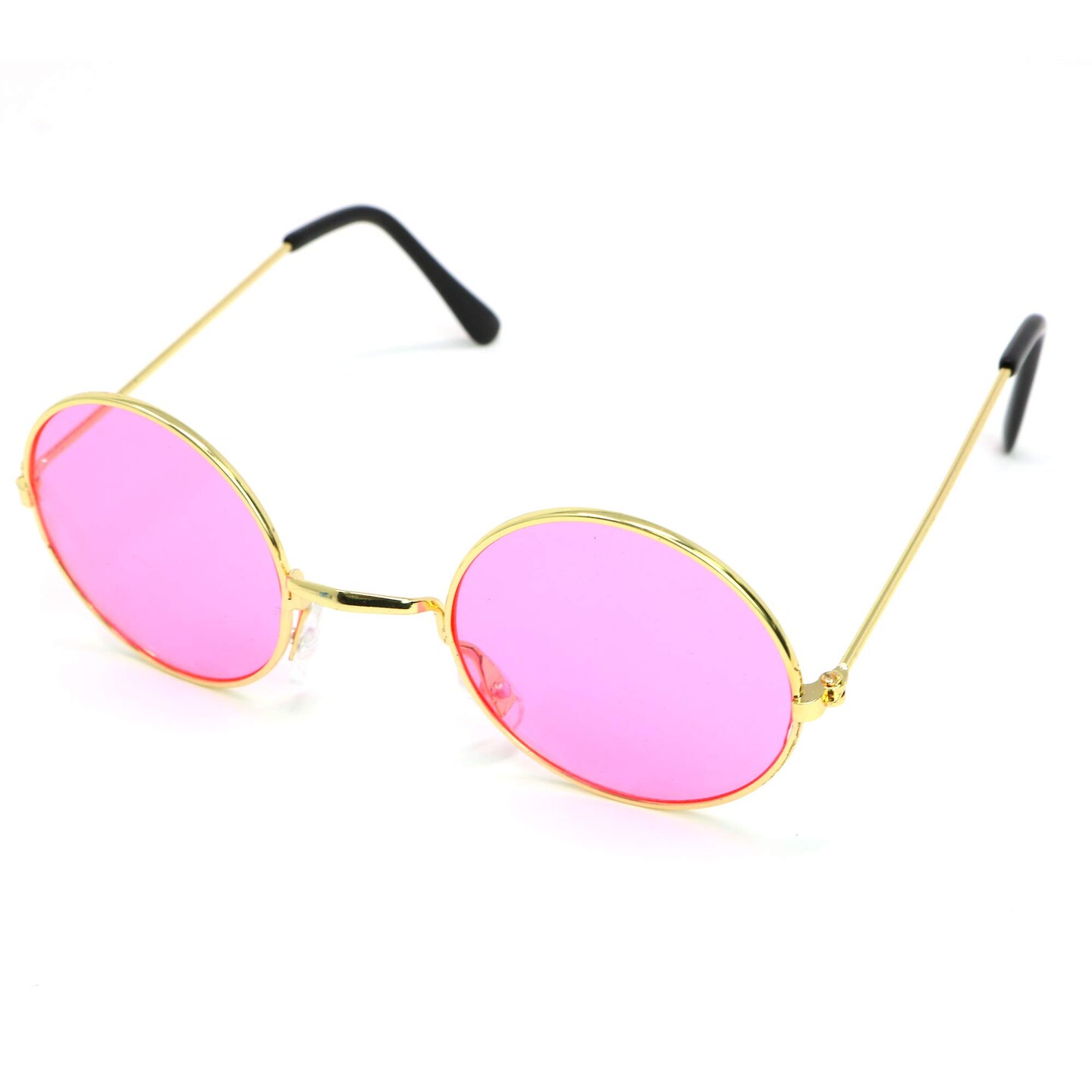 Pink Round Hippie Glasses - Pink 60&#x27;s Style Hipster Circle Sunglasses - 1 Pair