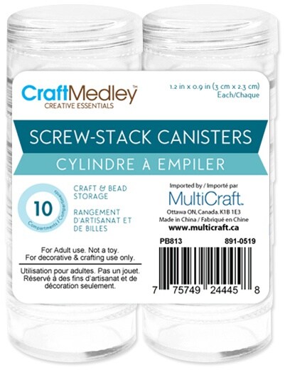 Craft Medley Screw Stack Cannisters 1.2"X.9" 10/Pkg-Empty