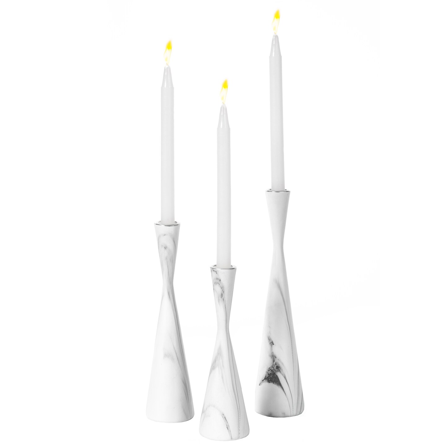 Marble Resin Candle Holders - Set of 3 Exquisite Decorative Taper Candlesticks for Luxurious Home Decor, Elegant Dining Table Centerpieces, Stylish Interior Accents, and Exclusive Event Illumination