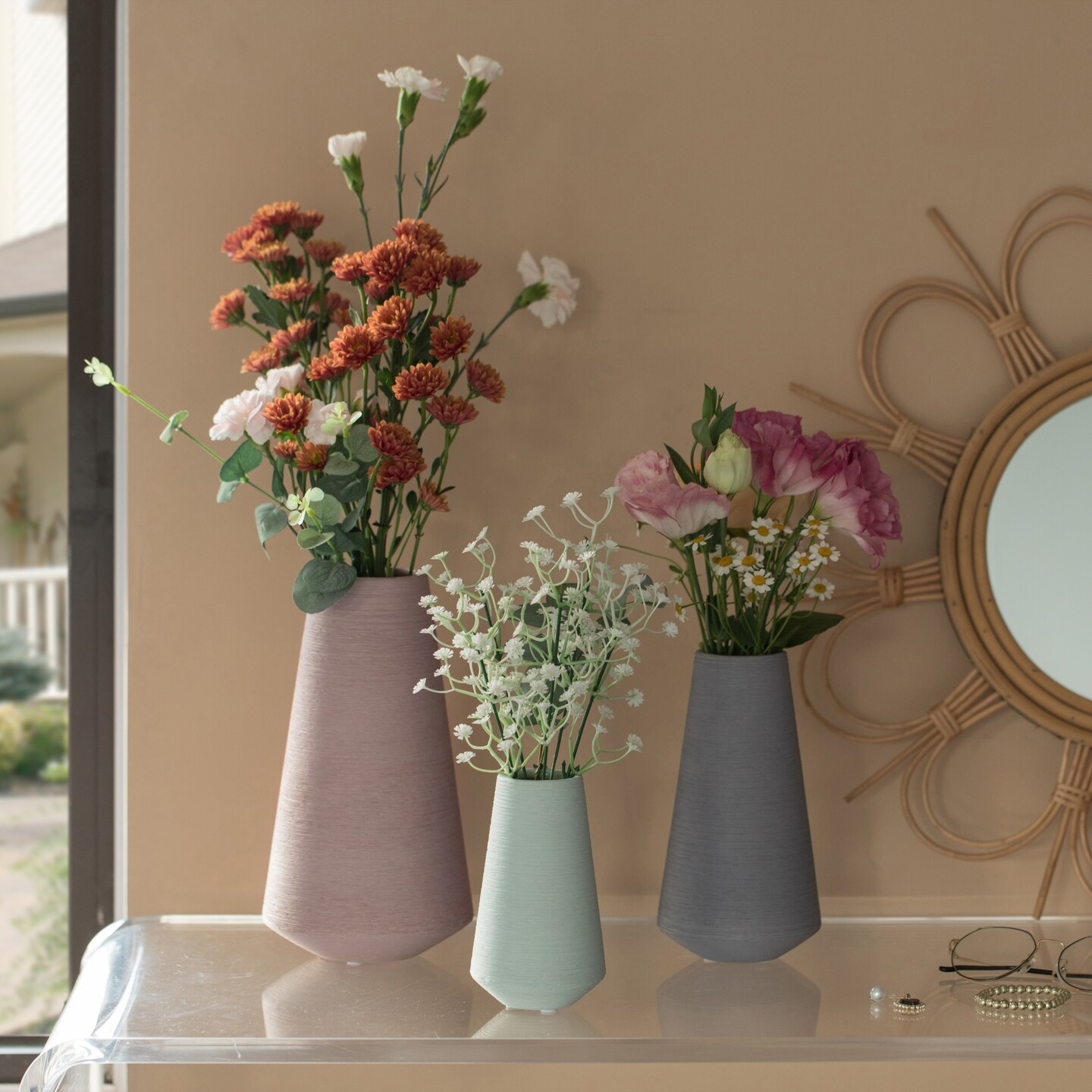 Decorative Ceramic Round Cone Shape Centerpiece Table Vase