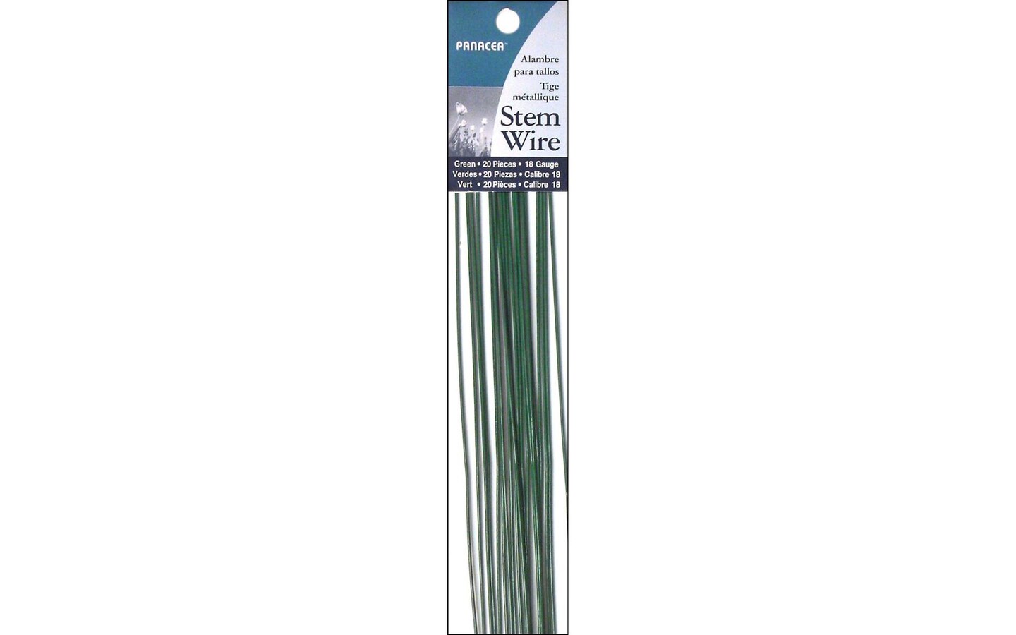 Panacea Stem Wire Pkg 18&#x22; 18 Ga 12pc Green