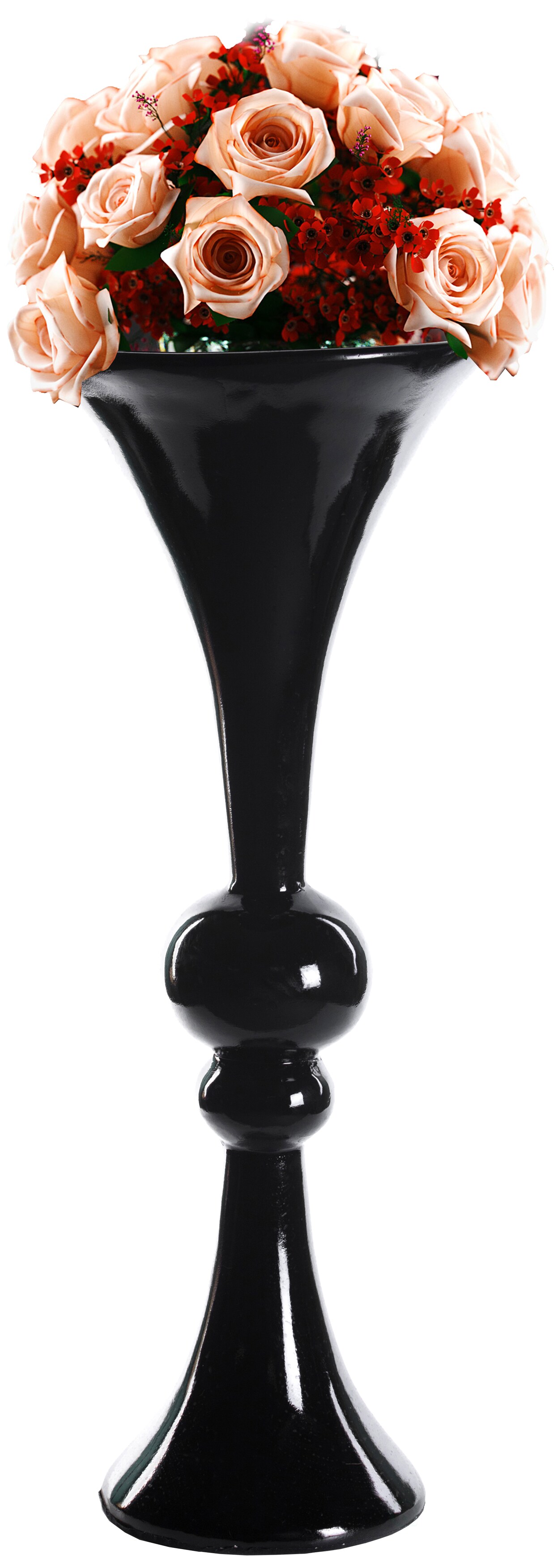 24-inch Tall Black Modern Trumpet Vase: Decorative Wedding Centerpiece, Elegant Table Decor, Tall Floor Flower Vase, Contemporary Home Decoration, Event Decoration, Party Accent Piece
