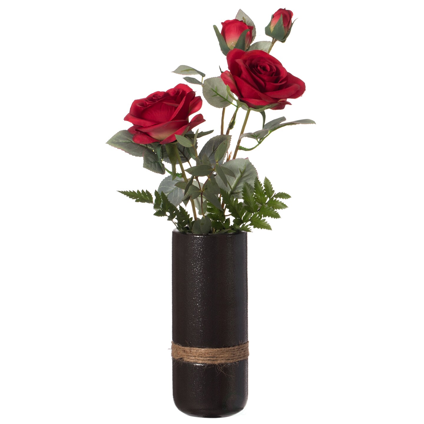 Decorative Modern Ceramic Cylinder Shape Table Vase Flower Holder with Rope