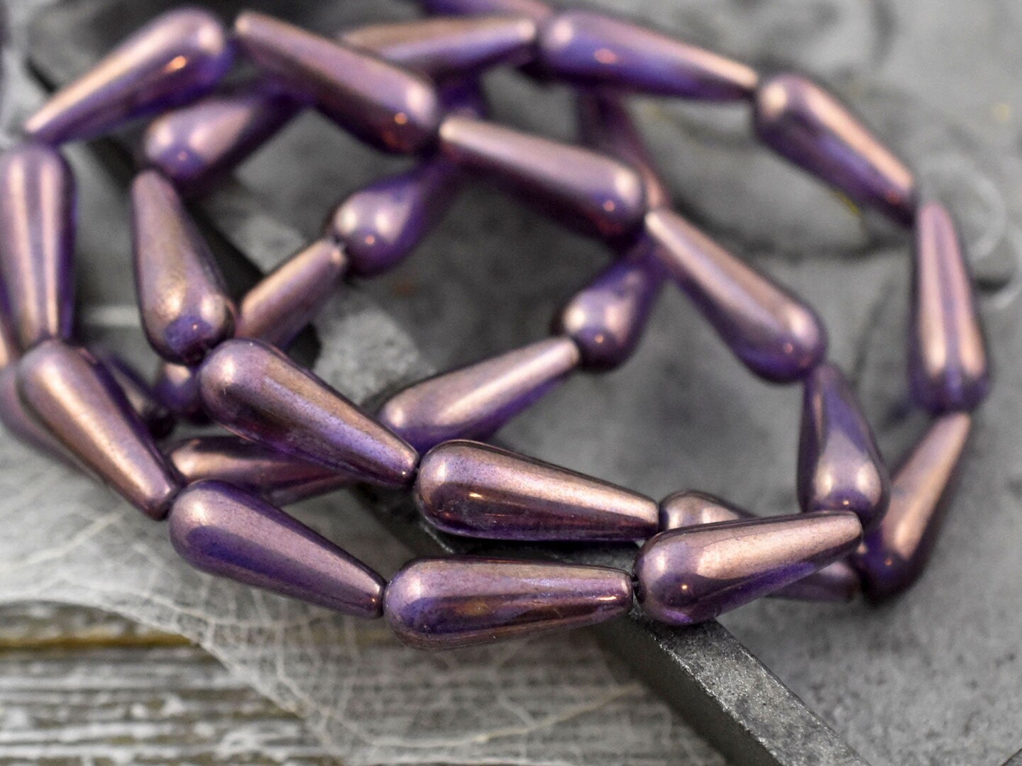 *10* 15x6mm Gold Washed Amethyst Teardrop Beads