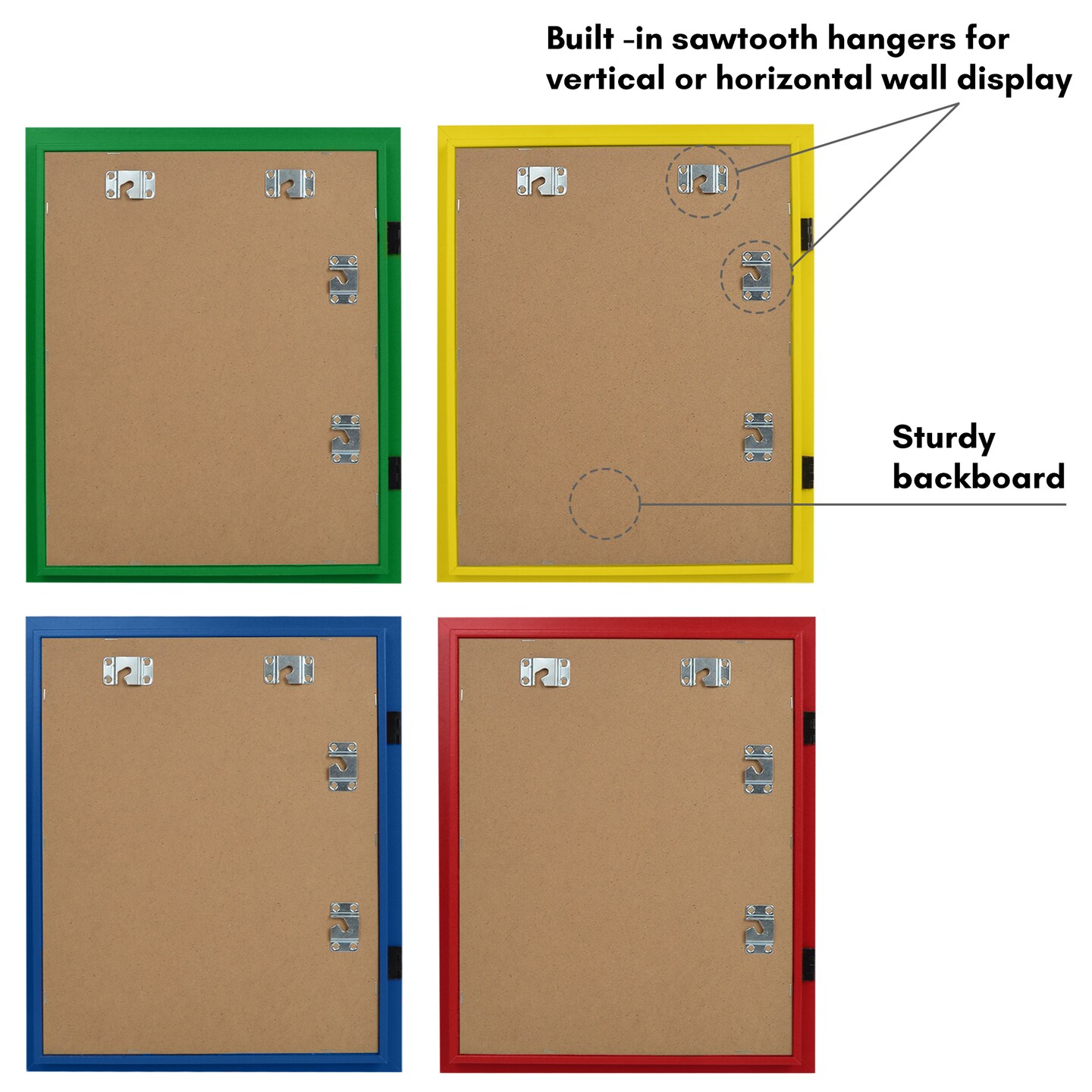 Americanflat 10x12.5 Kids Art Frame - Set of 4 - 8.5x11 with Mat or 10x12.5 without Mat - Kids Artwork Frame - Magnetic Frame Closure - Shatter Resistant Glass - Hanging Hardware