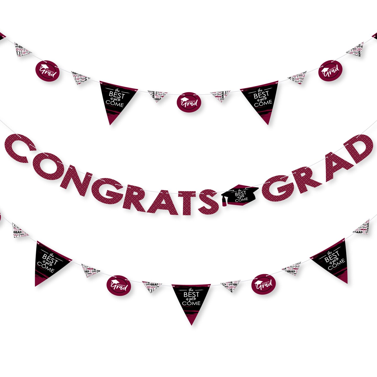 Big Dot of Happiness Maroon Grad - Best is Yet to Come - Burgundy Letter Banner Decoration - 36 Banner Cutouts and Congrats Grad Banner Letters