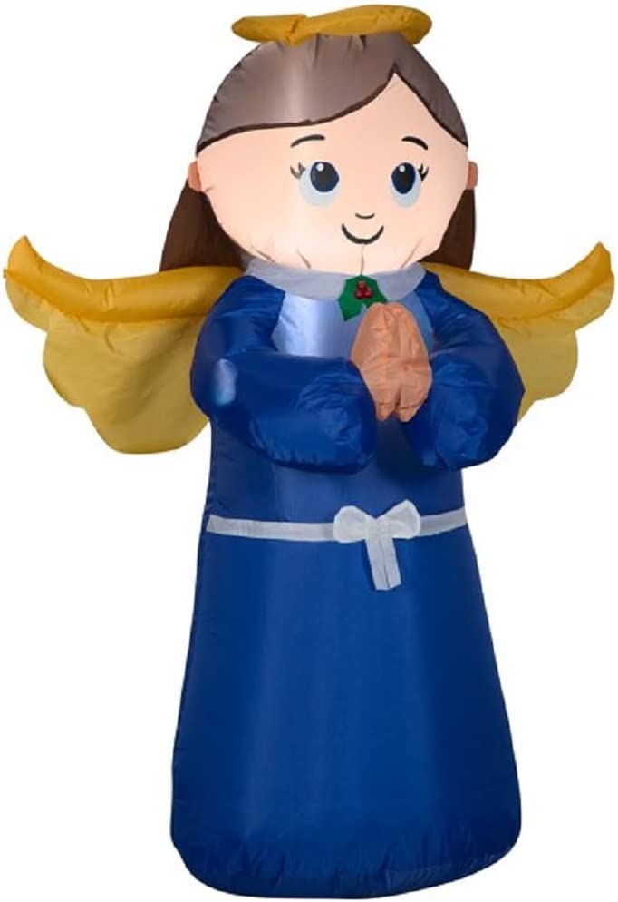 3.5&#x27; Gemmy Airblown Inflatable Blue Christmas Angel 119330