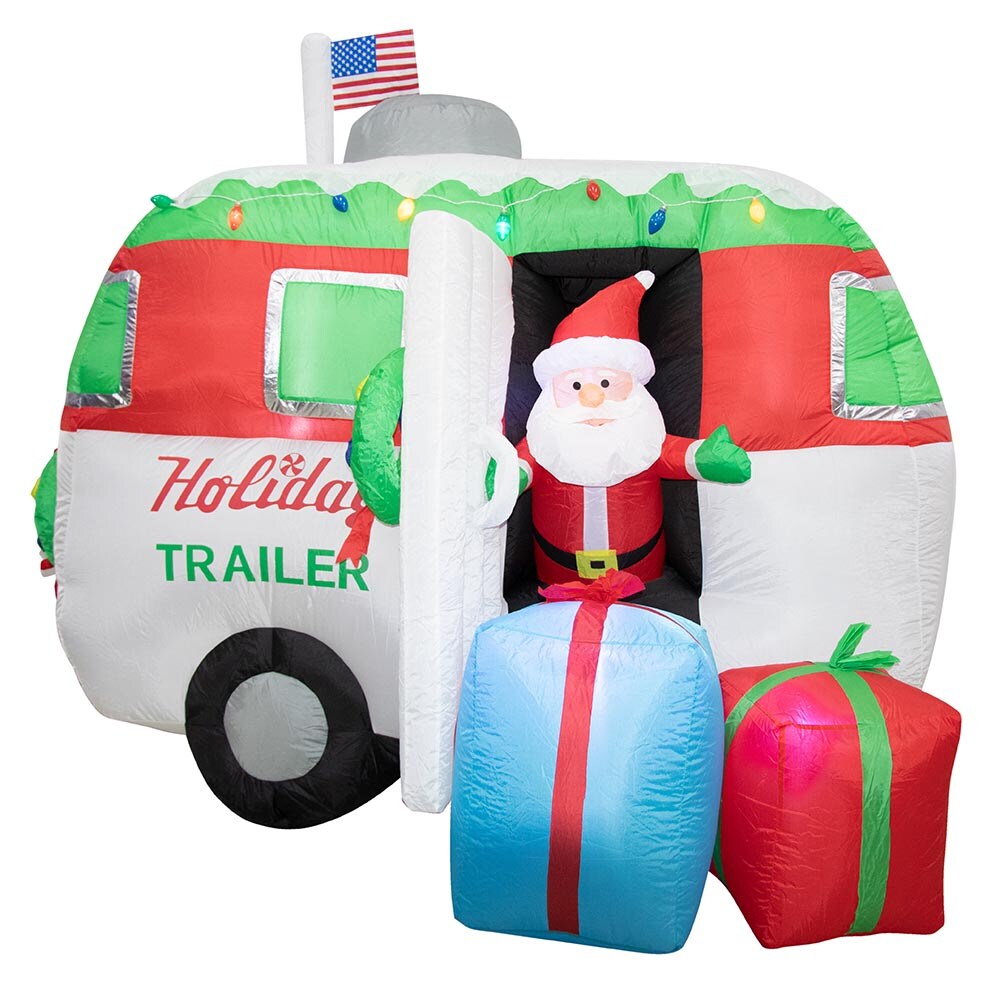7&#x27; Air Blown Inflatable Christmas Camper/RV Trailer GTC00279-7