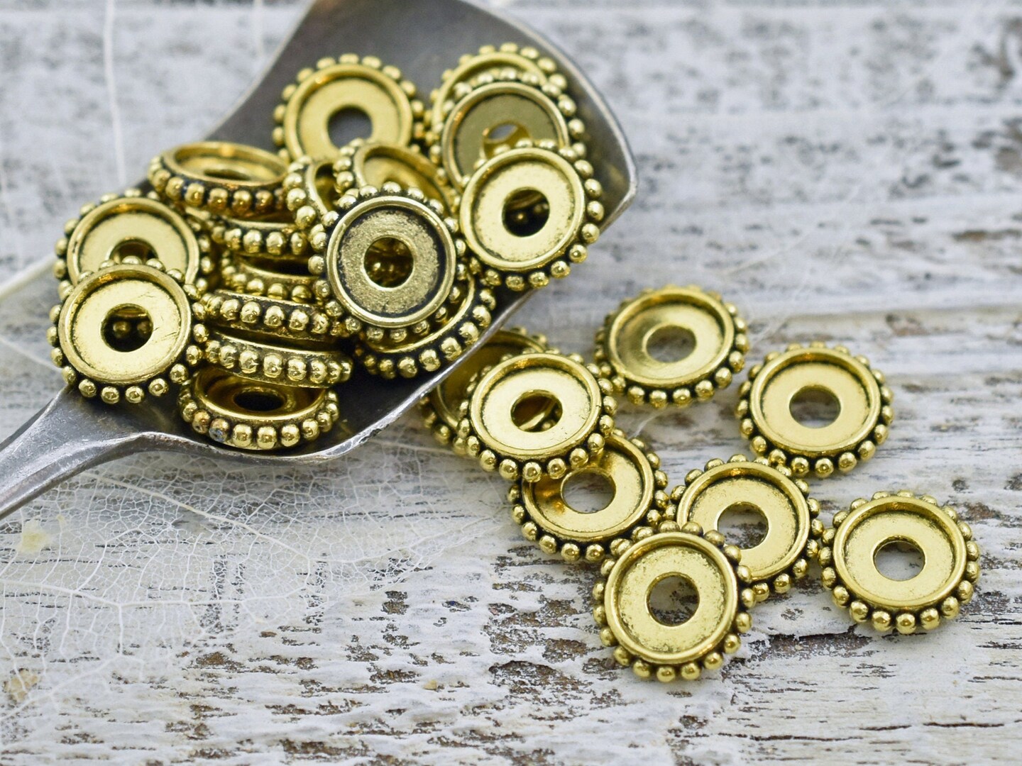 *50* 10x2mm Antique Gold Bali Style Rondelle Spacer Beads