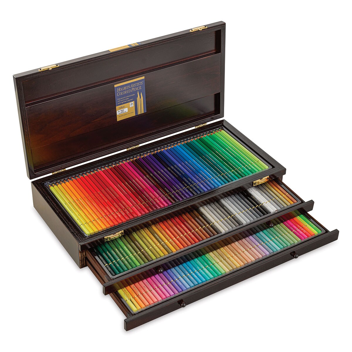 Holbein Artists' Colored Pencils - Assorted Tones, Set of 150, Wood Box ...